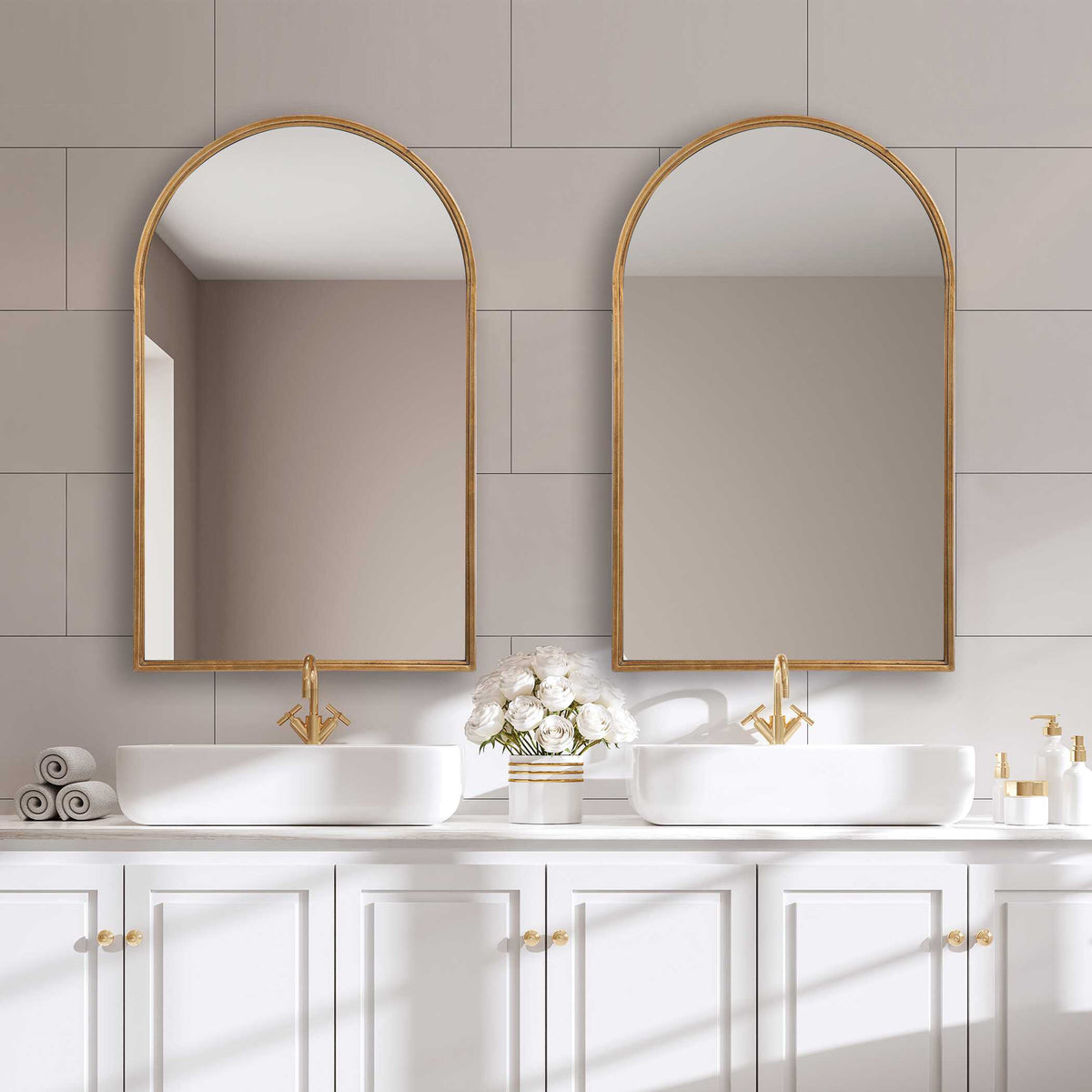 Elowen Arched Gold Iron Wall Mirror
