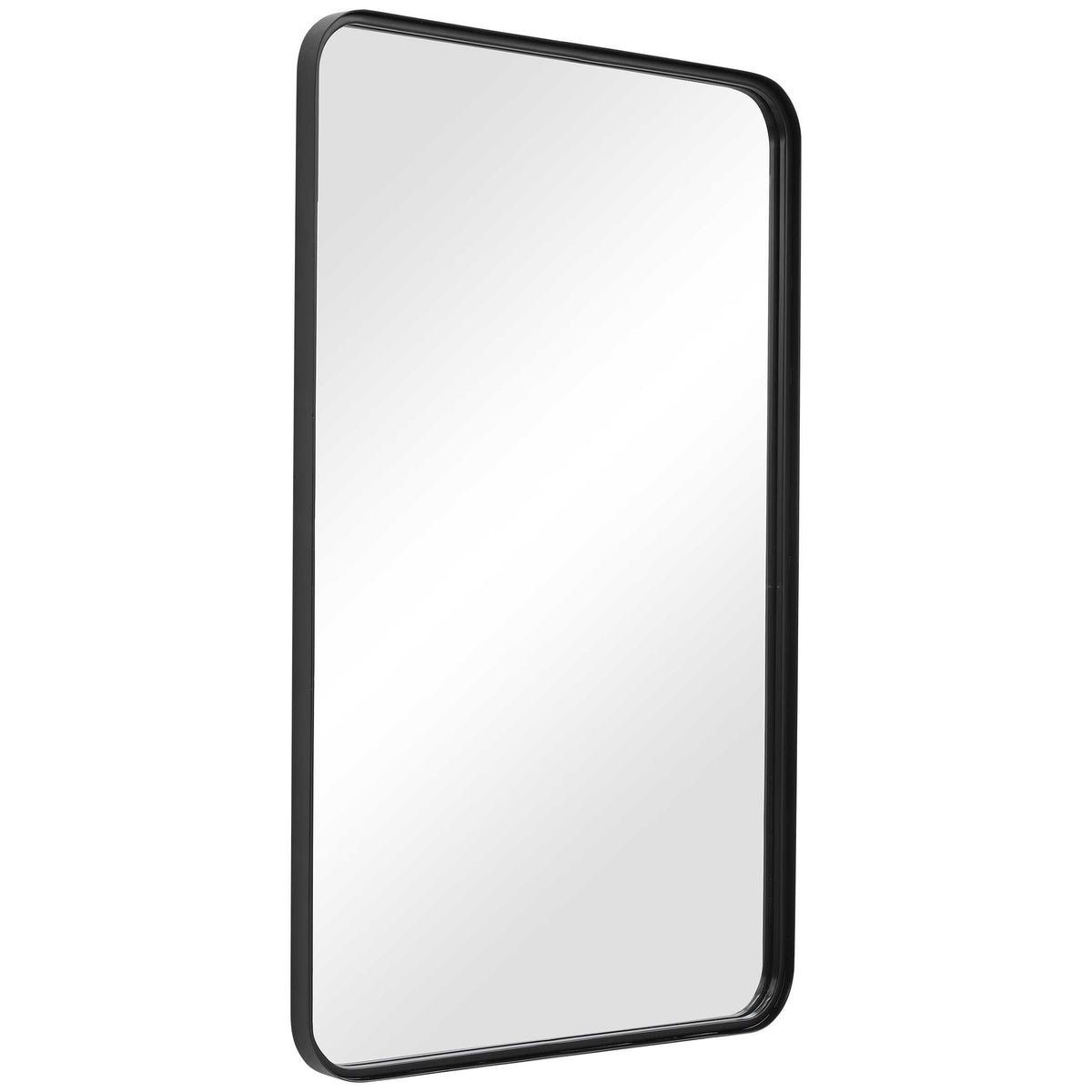Emberly Round Satin Black Wall Mirror
