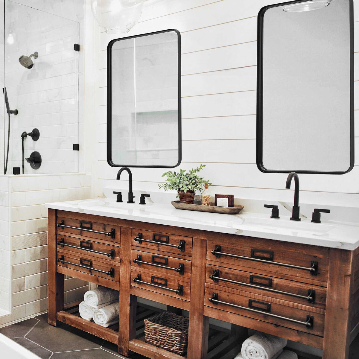 Emberly Round Satin Black Wall Mirror