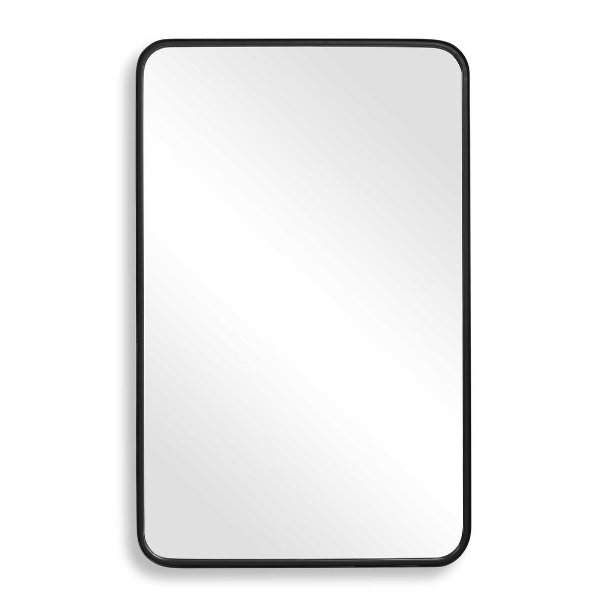 Emberly Round Satin Black Wall Mirror