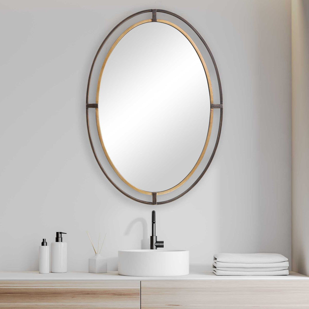 Fenwick Oval Rust Iron Wall Mirror