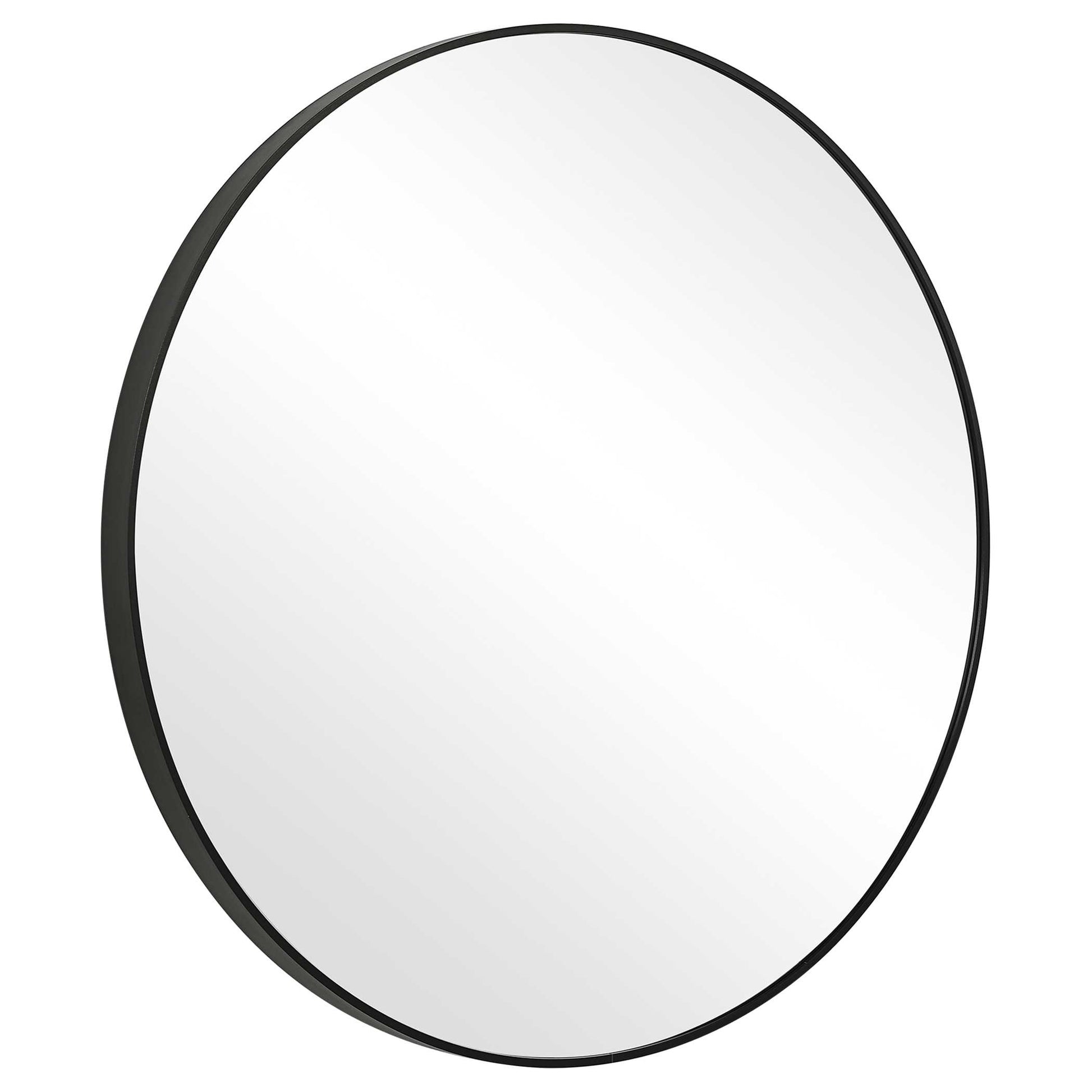 Larkin Round Satin Black Wall Mirror