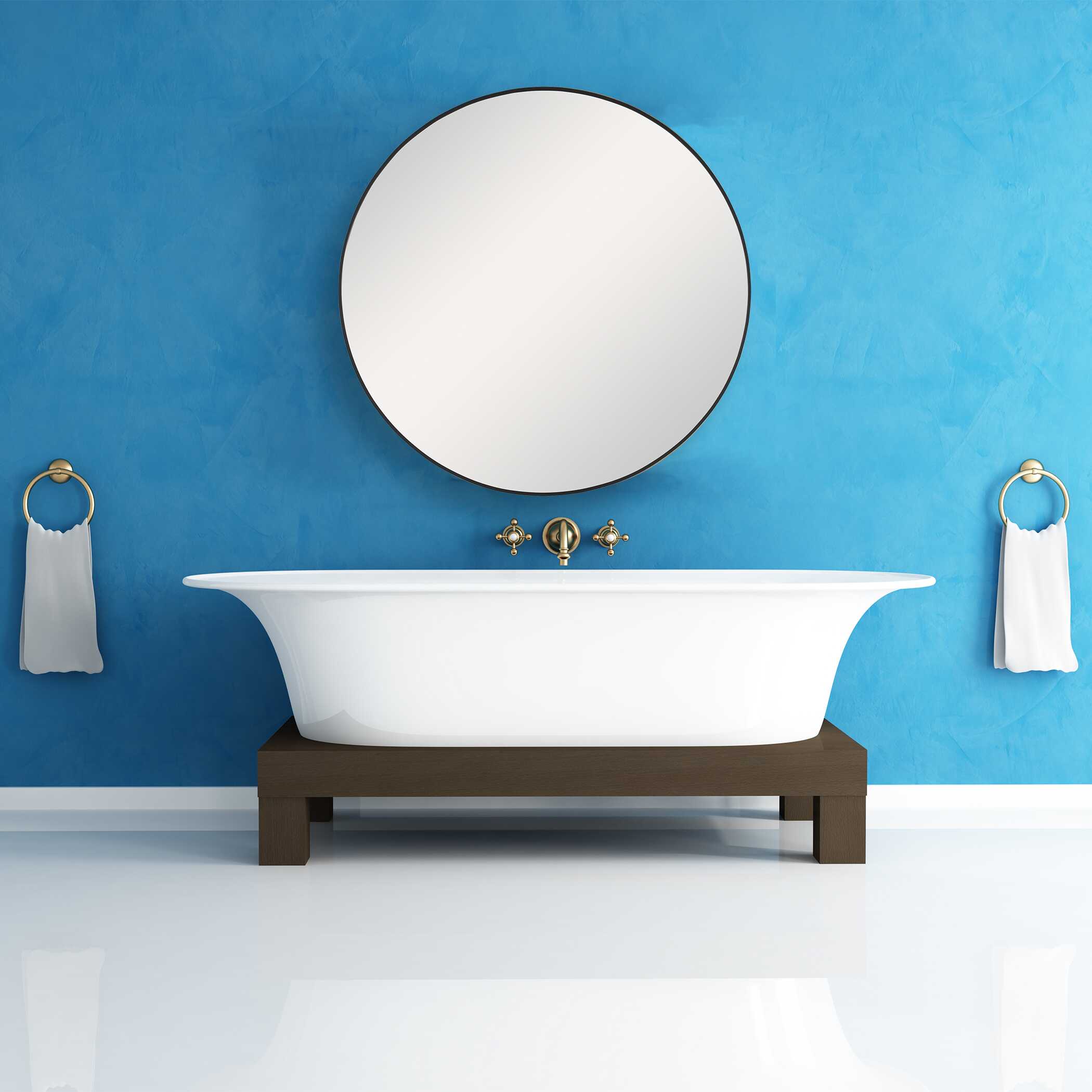 Larkin Round Satin Black Wall Mirror