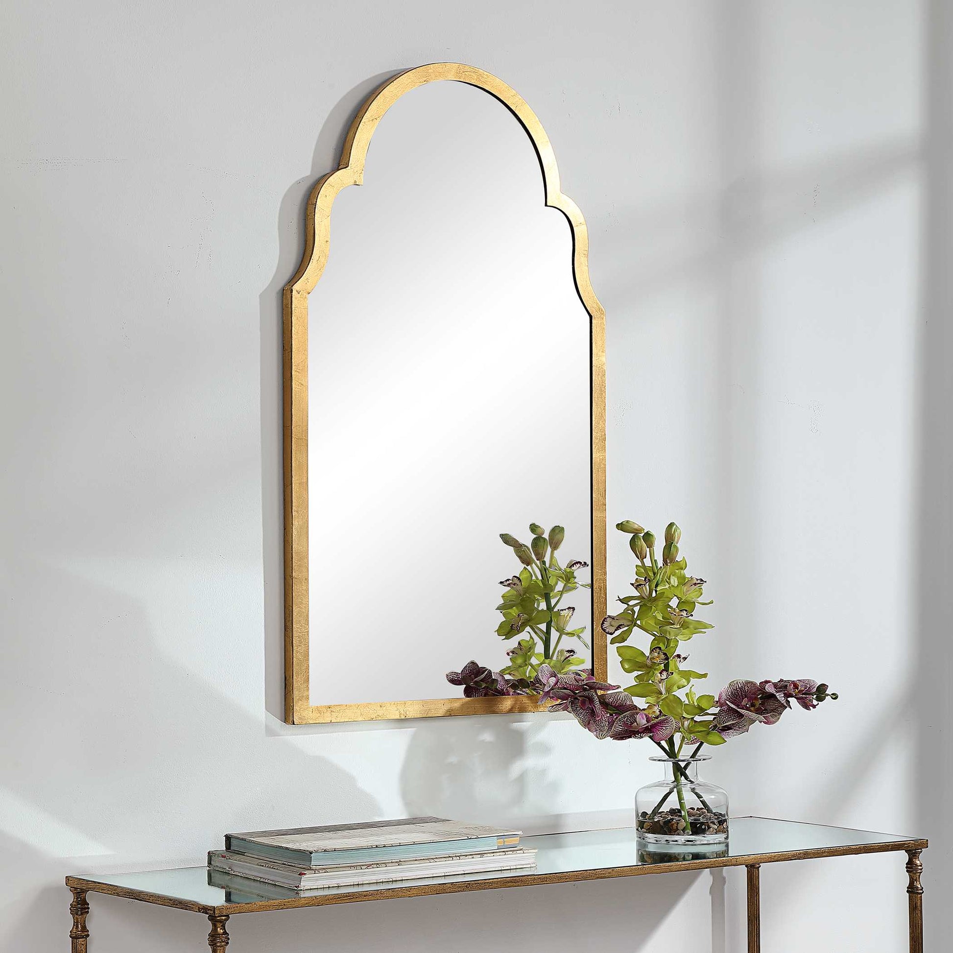 Harlow Arched Gold Iron Wall Mirror