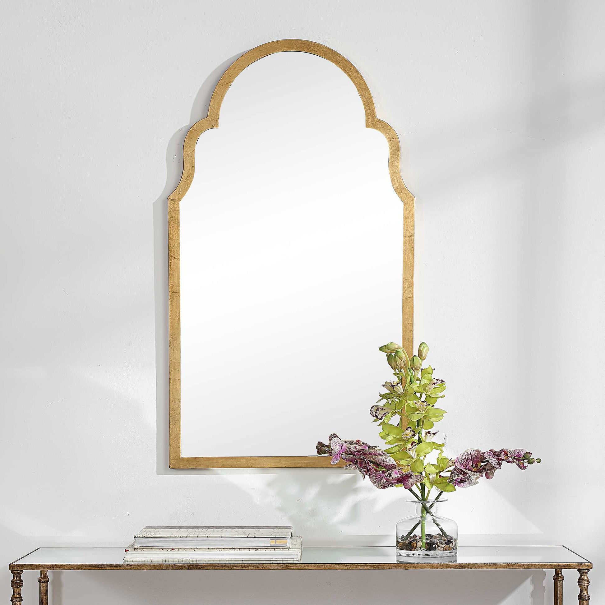 Harlow Arched Gold Iron Wall Mirror