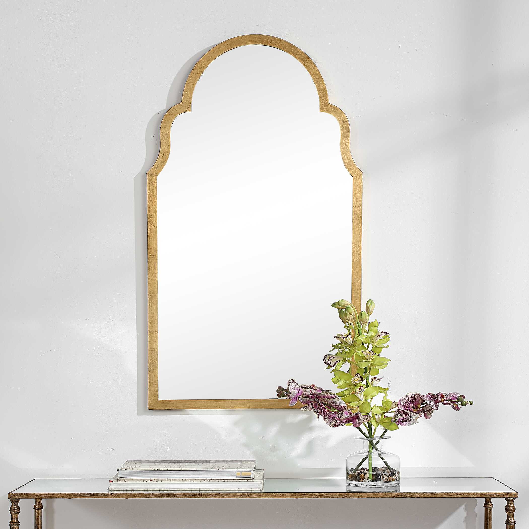 Harlow Arched Gold Iron Wall Mirror