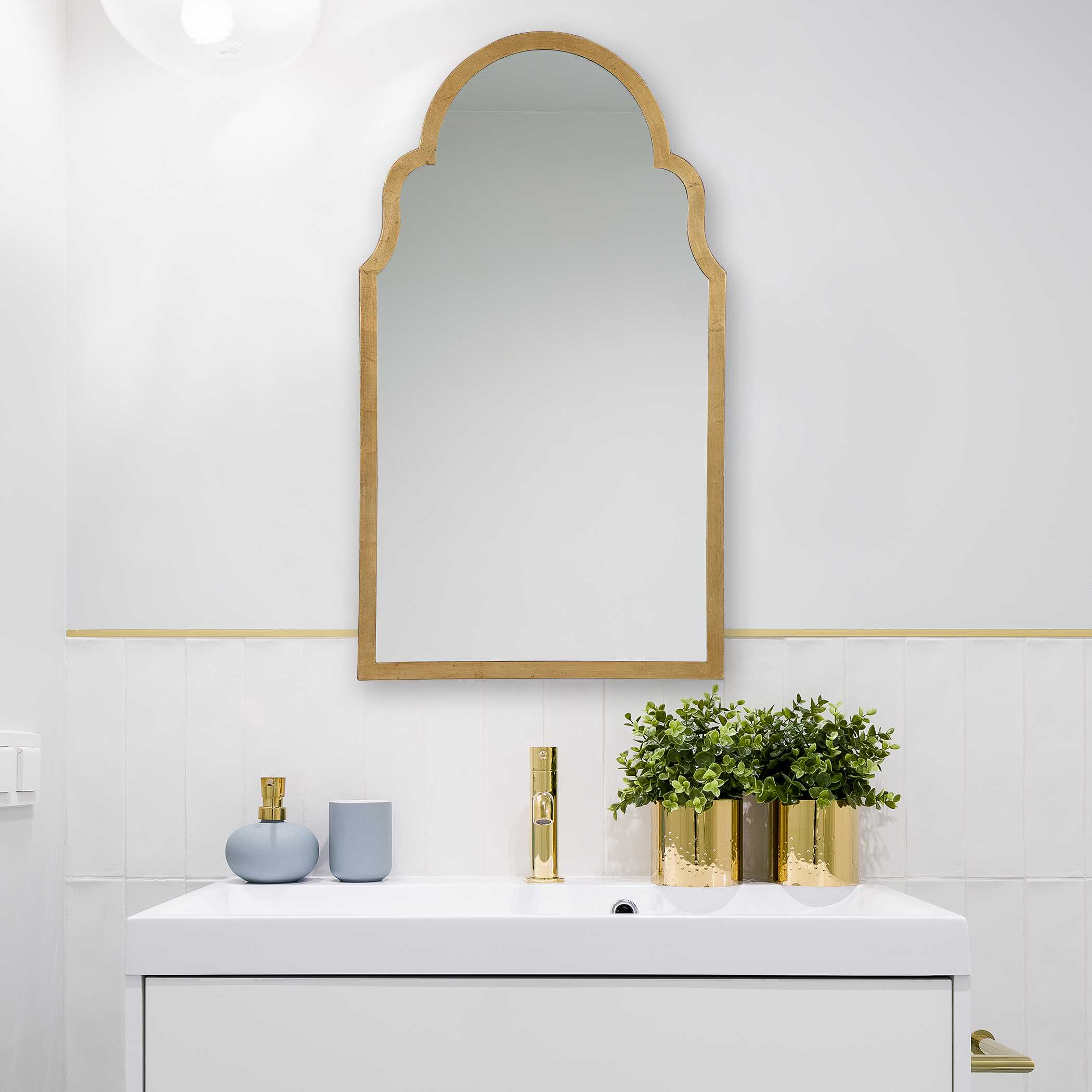 Harlow Arched Gold Iron Wall Mirror