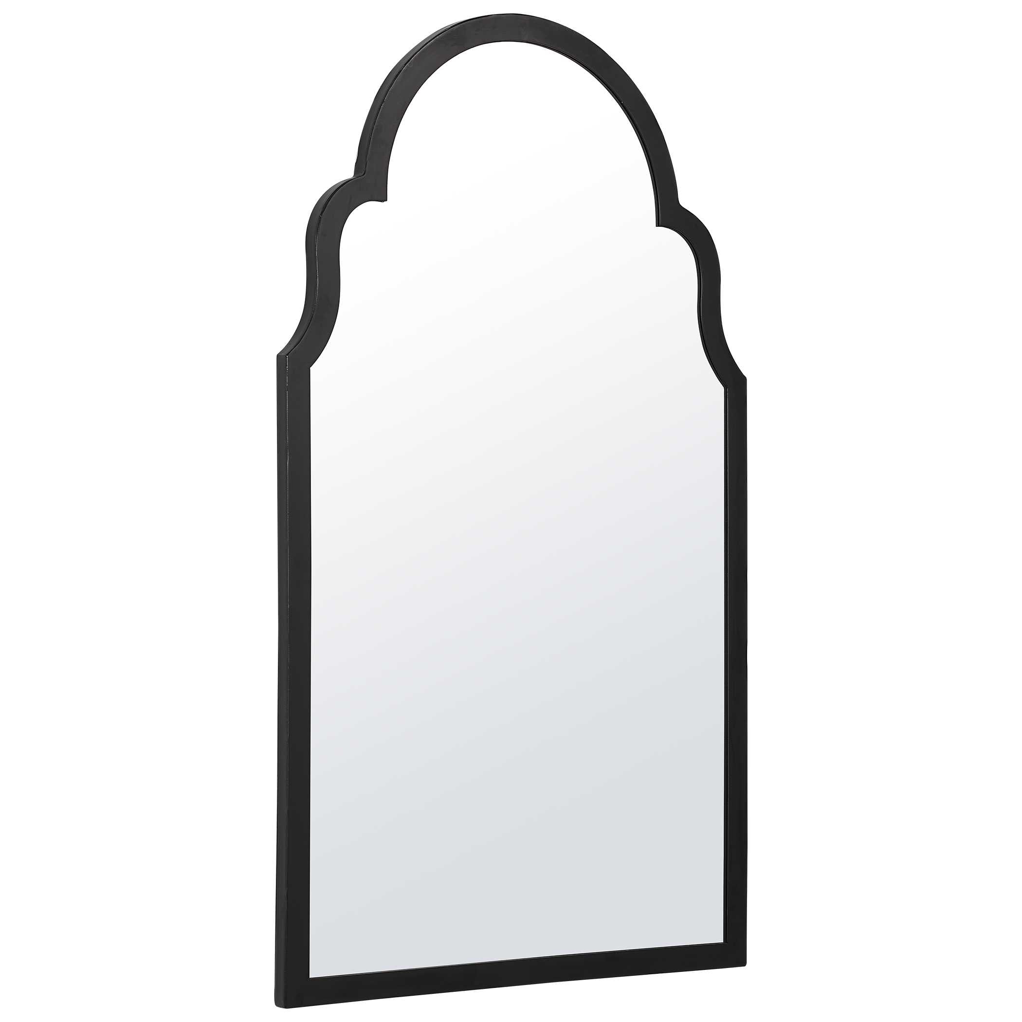 Garrick Arched Satin Black Wall Mirror