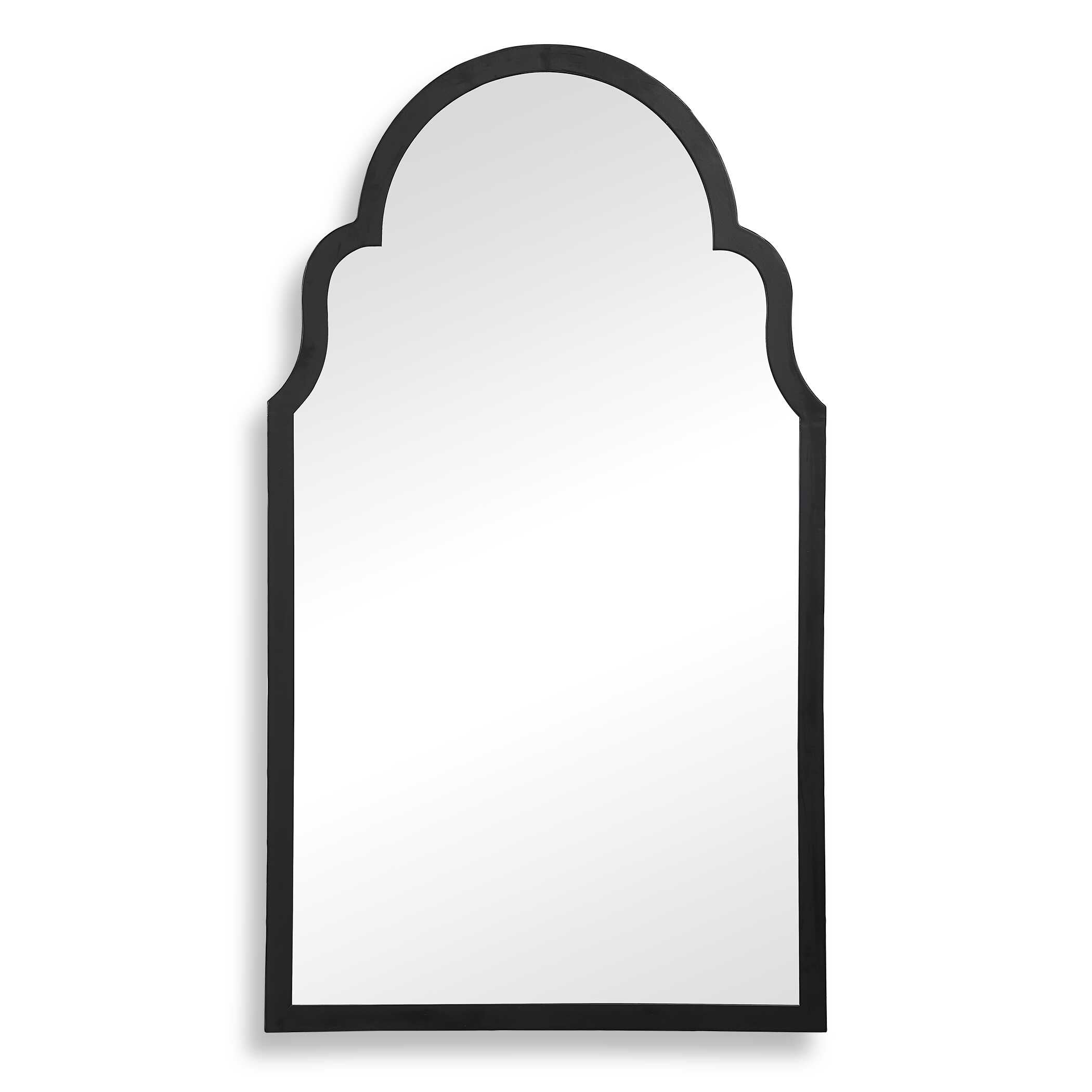 Garrick Arched Satin Black Wall Mirror