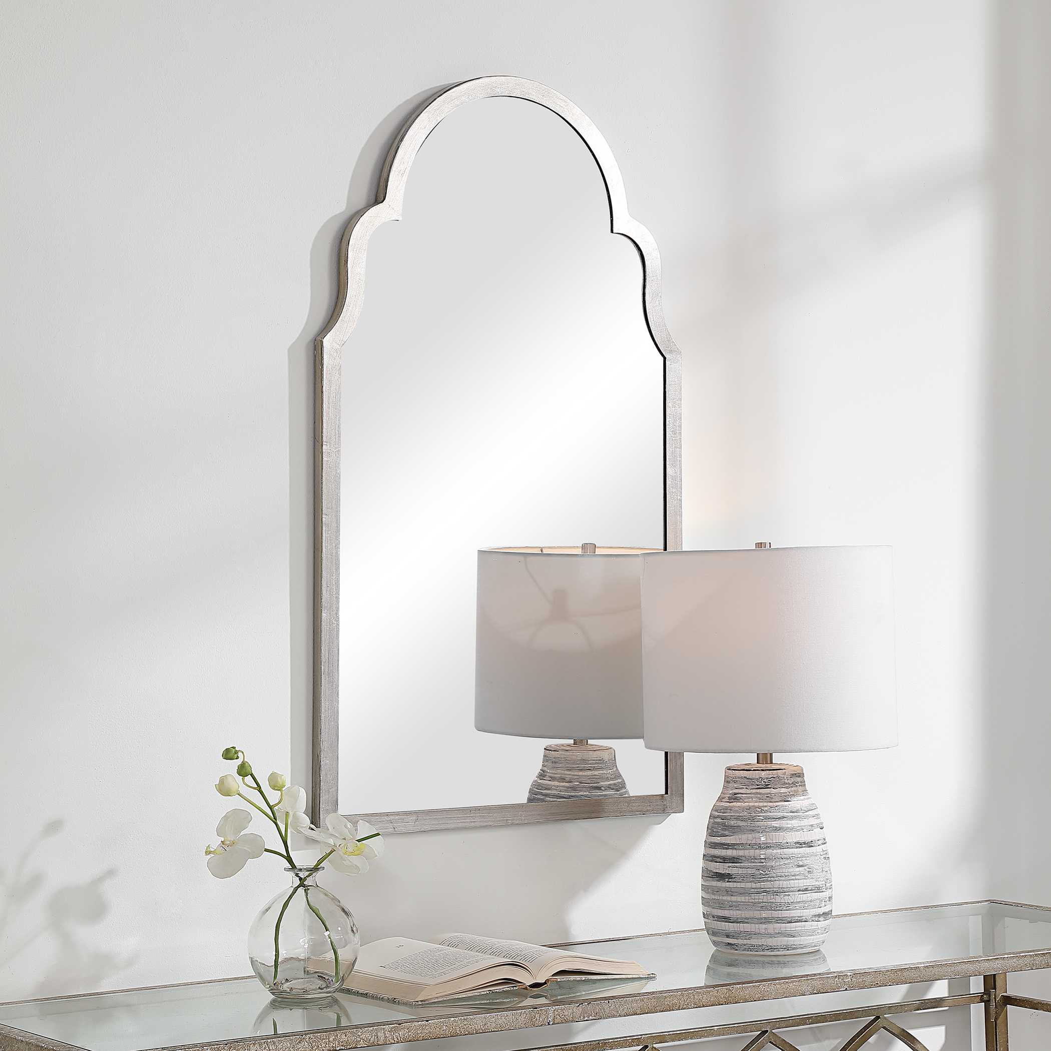 Halcyon Arched Silver Iron Wall Mirror