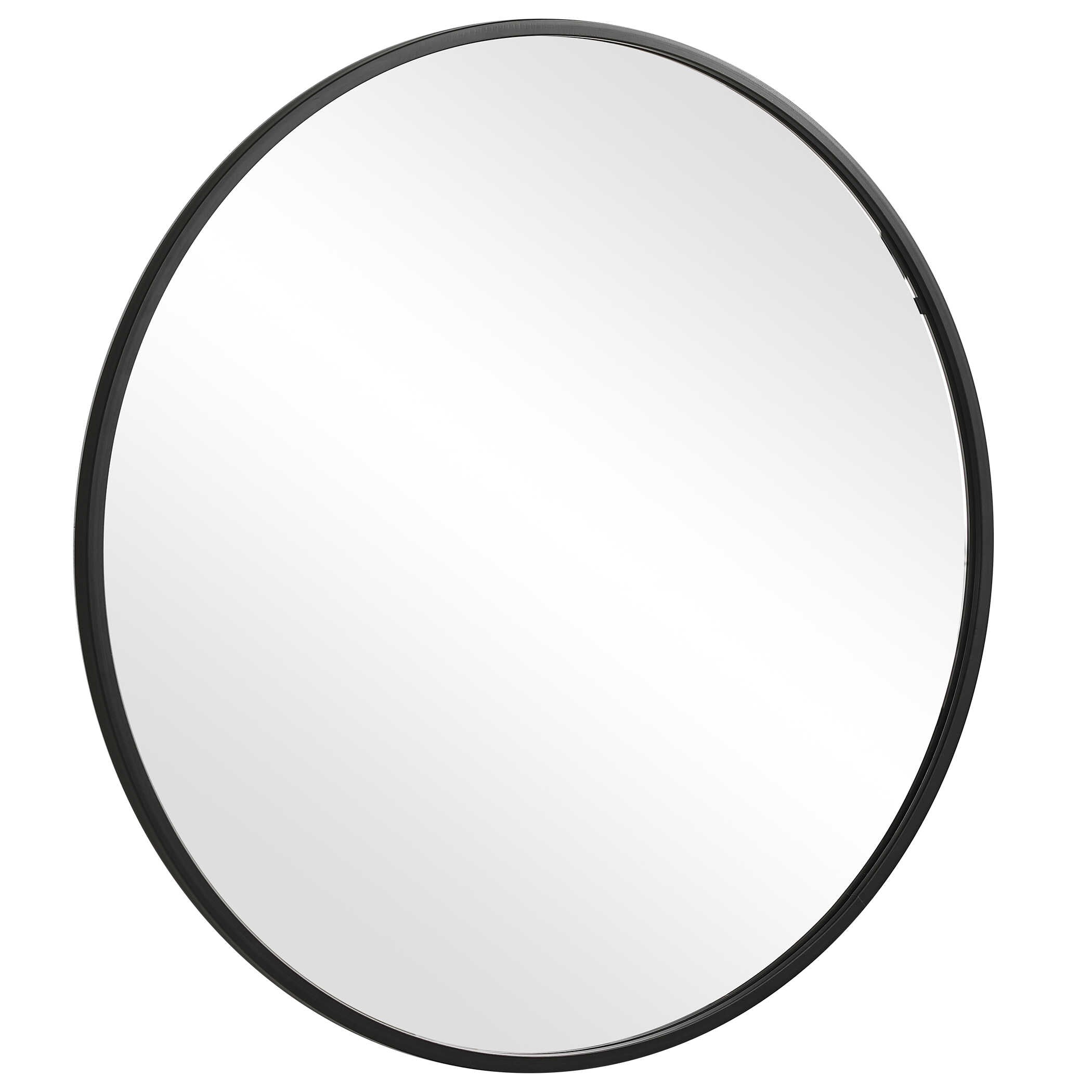 Lindral Round Matte Black Wall Mirror