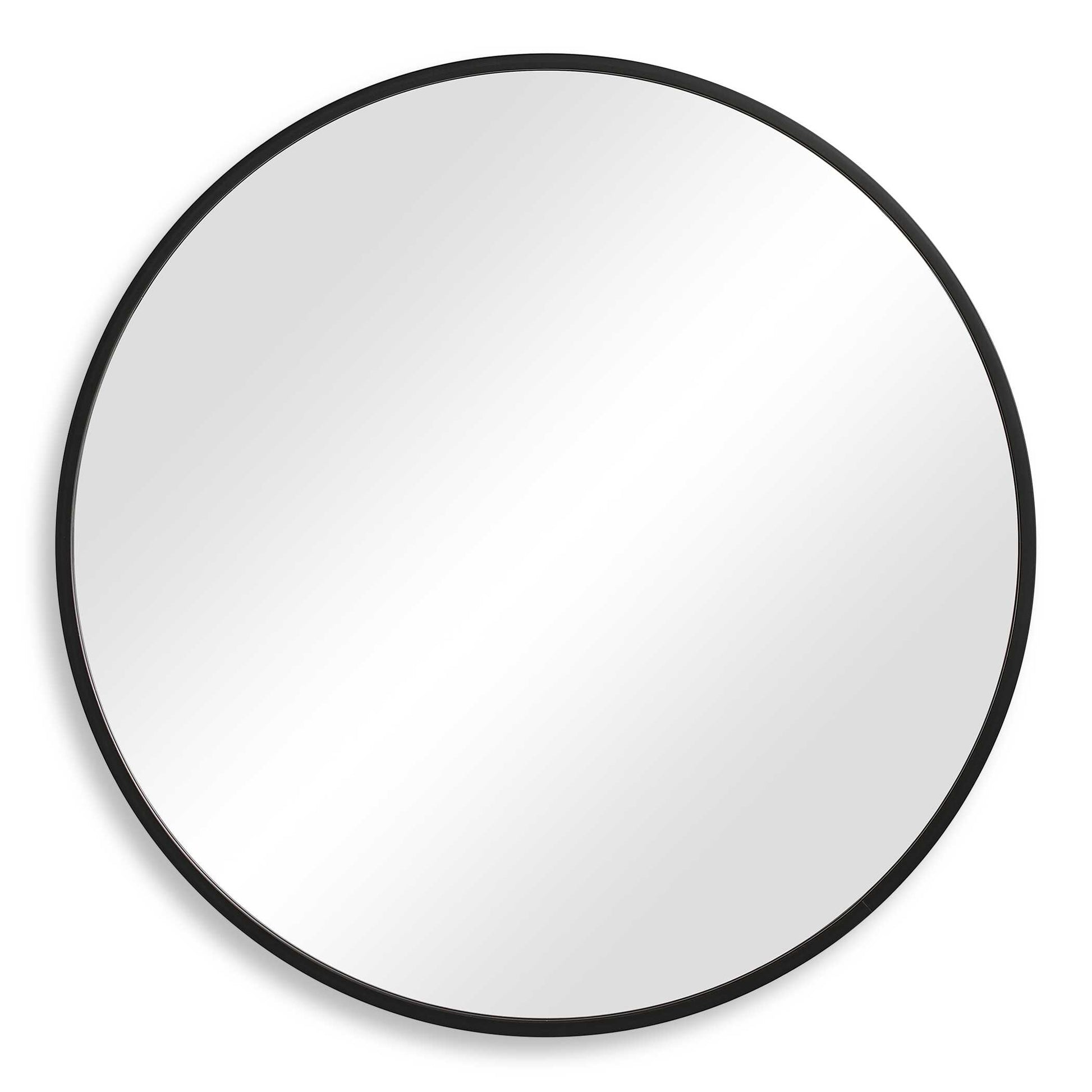 Lindral Round Matte Black Wall Mirror