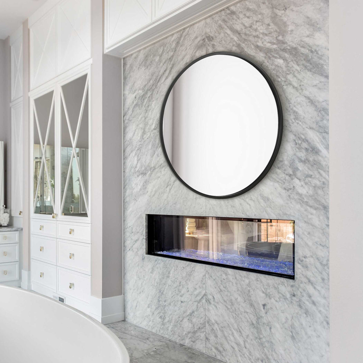 Lisette Round Matte Black Wall Mirror