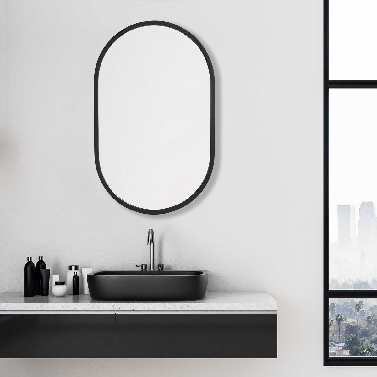 Marchetti Matte Black Wall Mirror