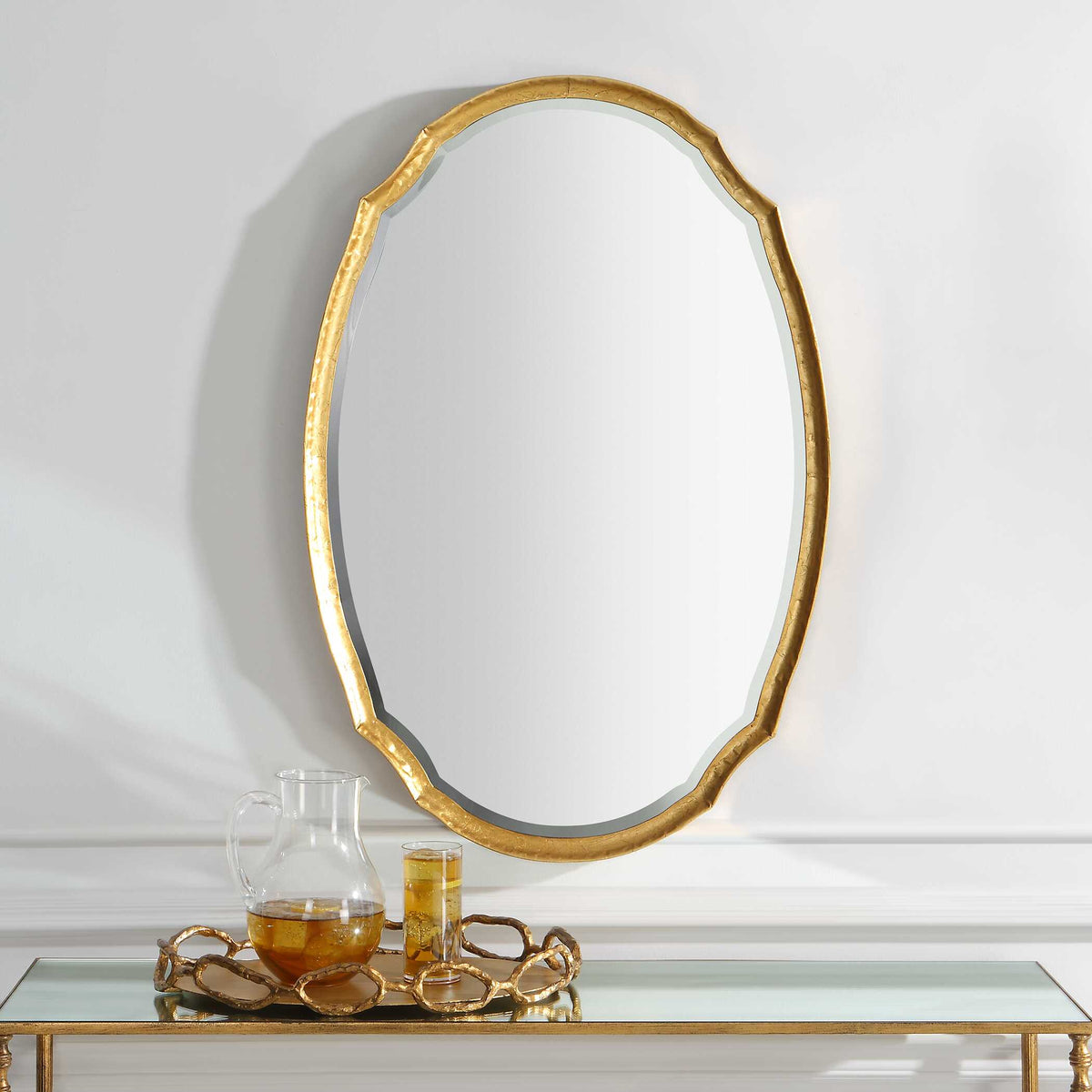 Merrick Oval Gold Iron Wall Mirror