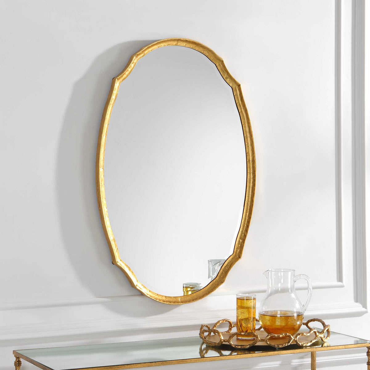 Merrick Oval Gold Iron Wall Mirror