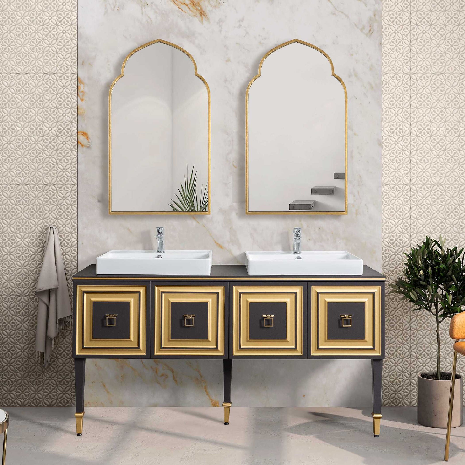 Oriel Gold Iron Wall Mirror