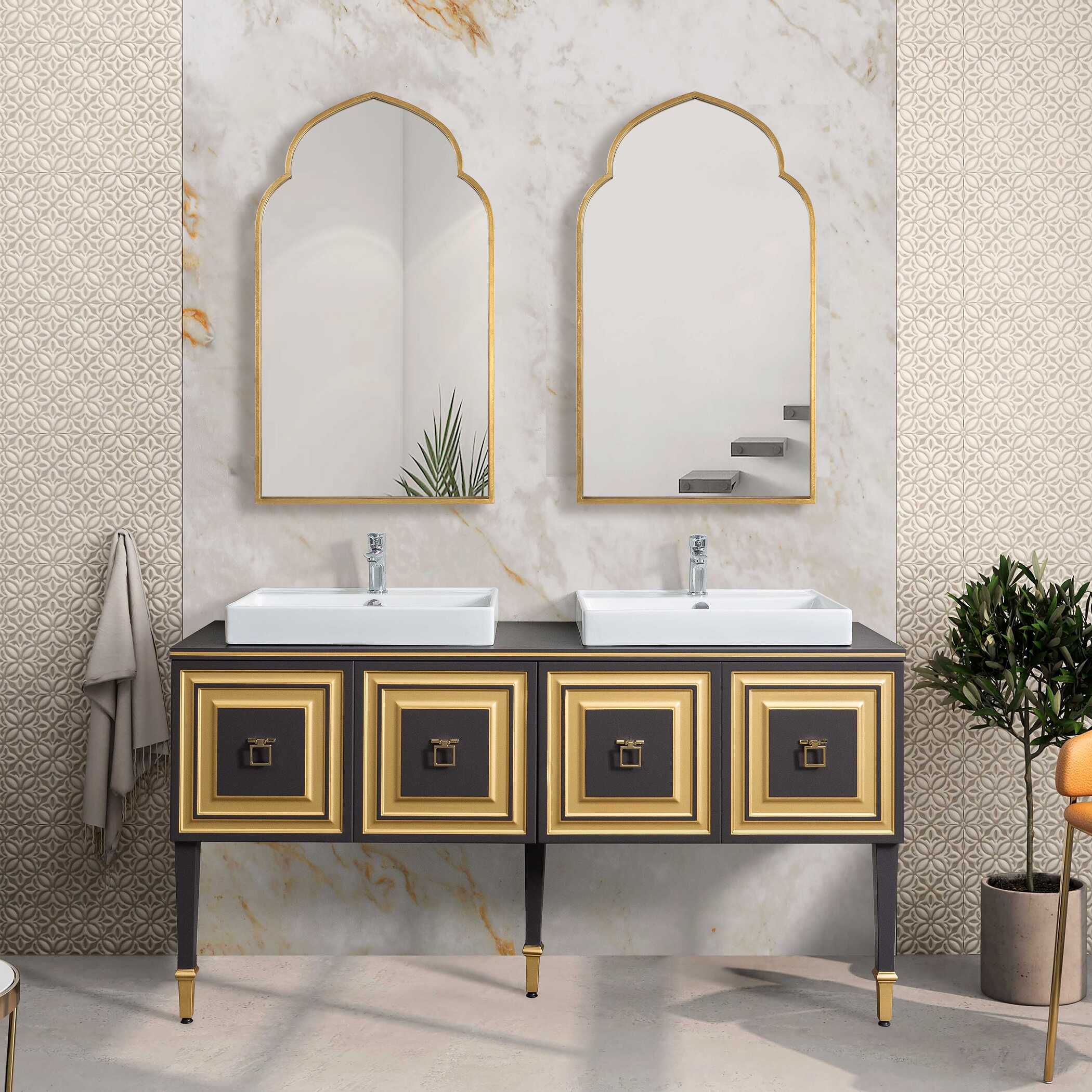 Oriel Gold Iron Wall Mirror