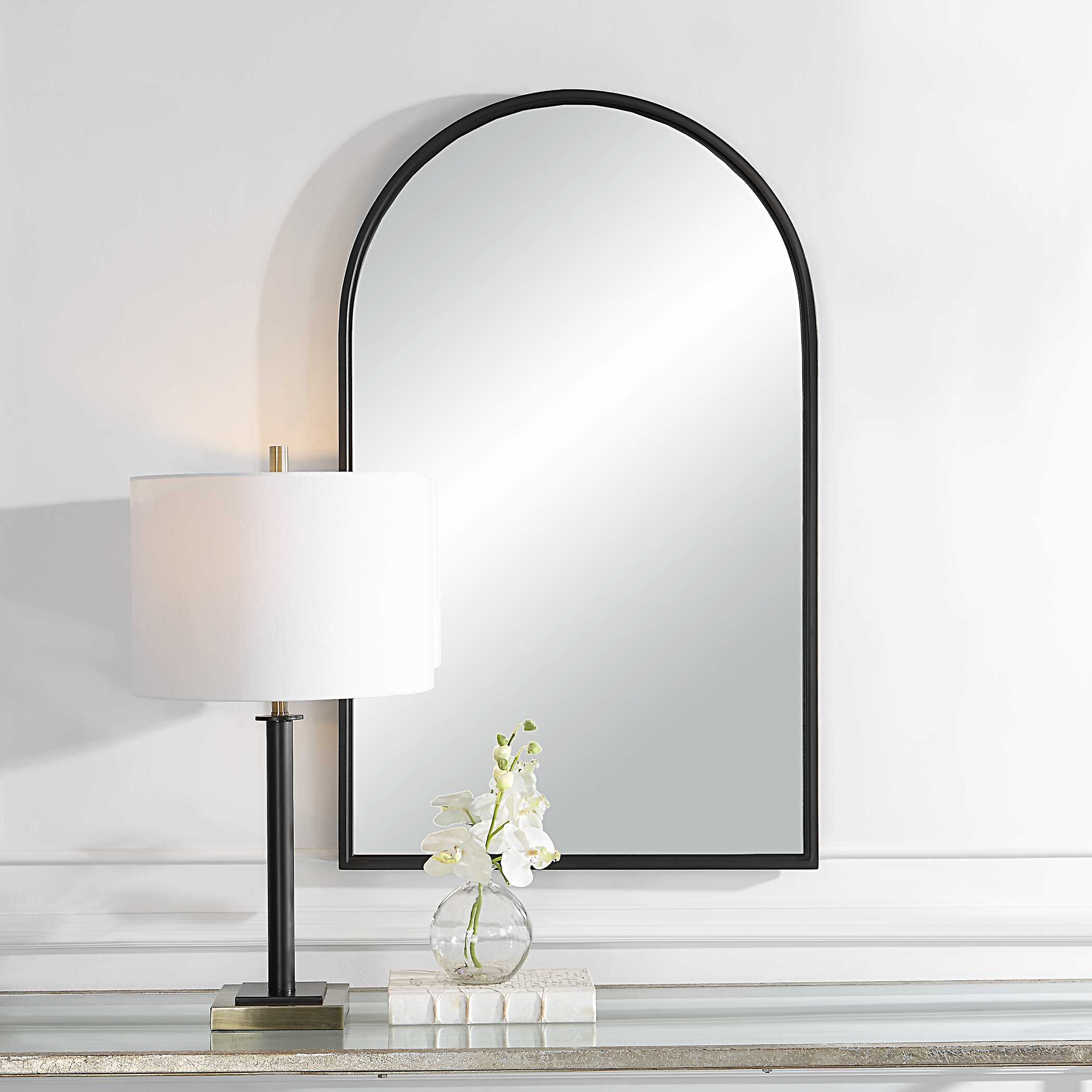 Palmera Arched Matte Black Wall Mirror
