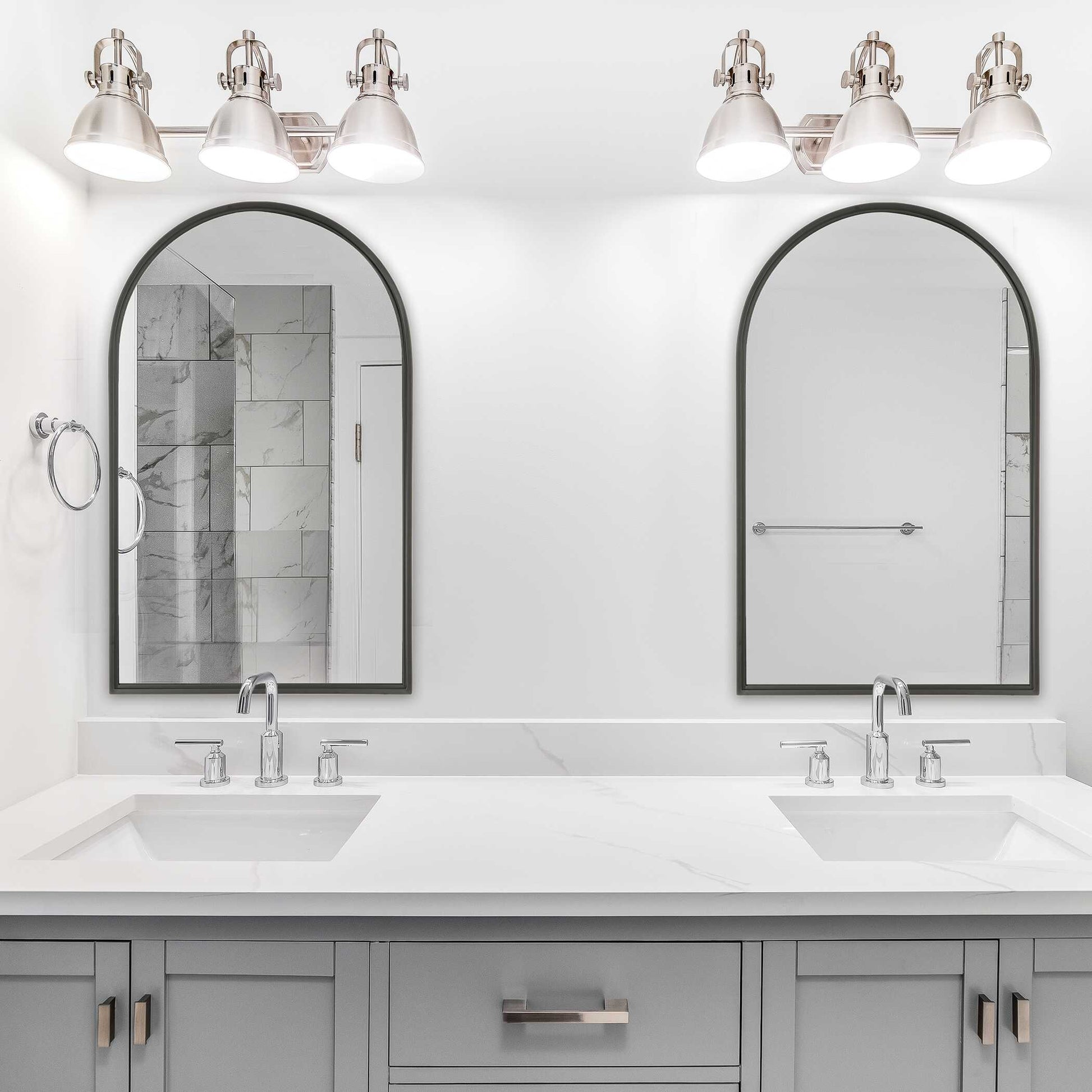 Palmera Arched Matte Black Wall Mirror