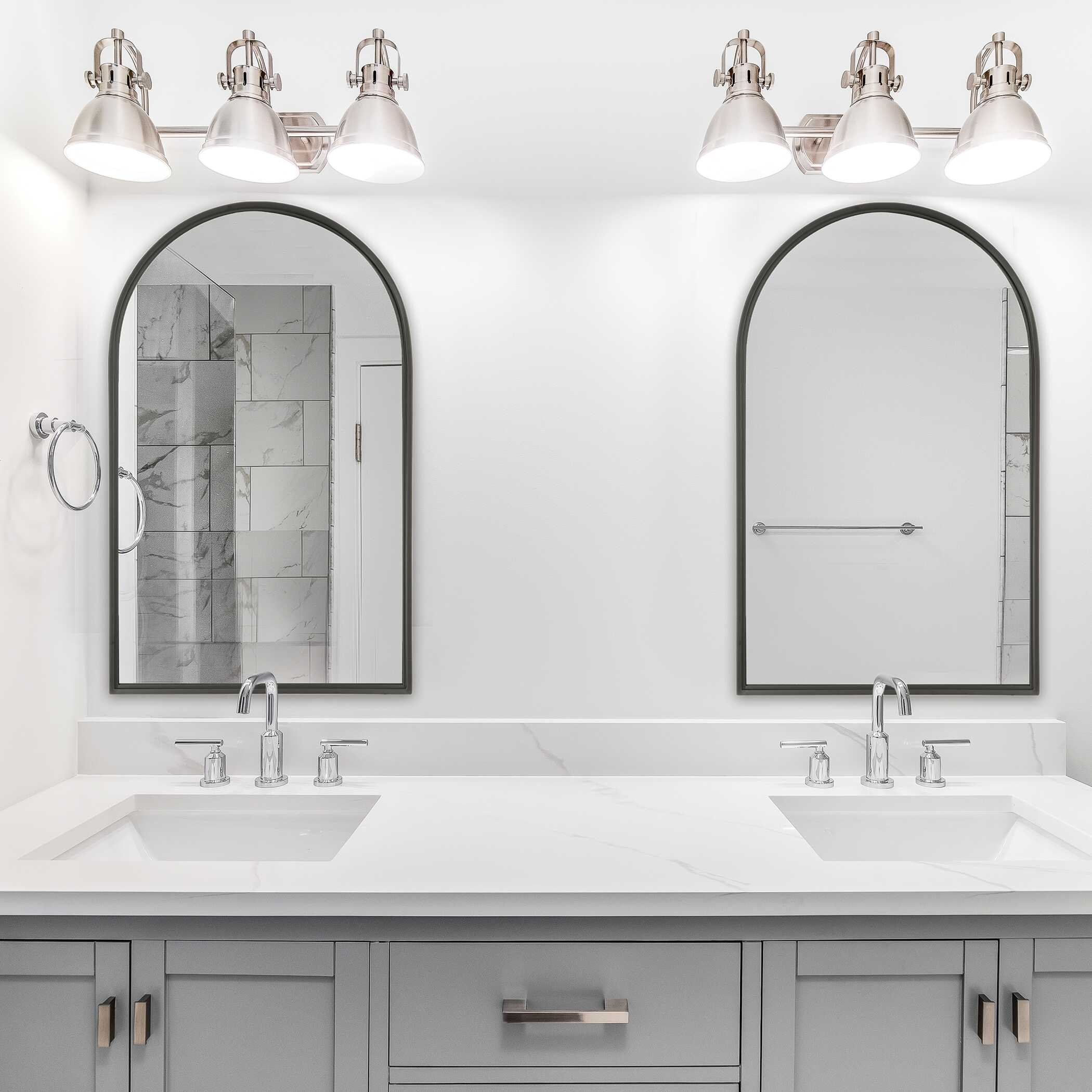 Palmera Arched Matte Black Wall Mirror
