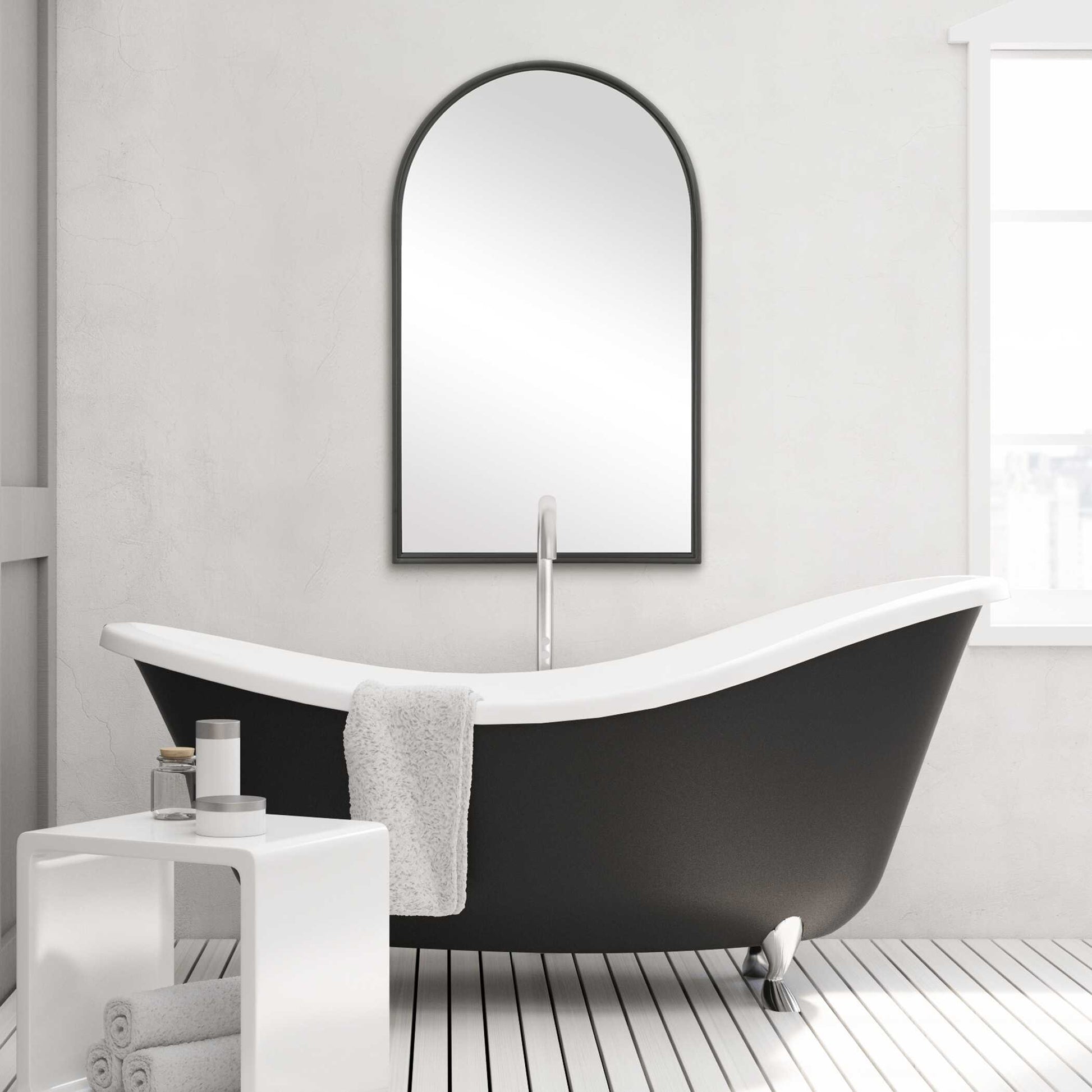 Palmera Arched Matte Black Wall Mirror