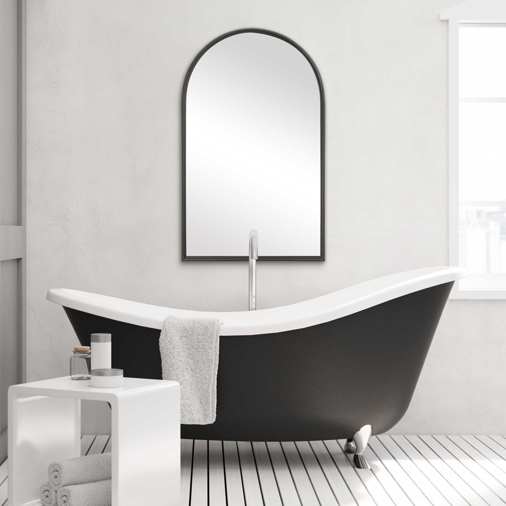 Palmera Arched Matte Black Wall Mirror