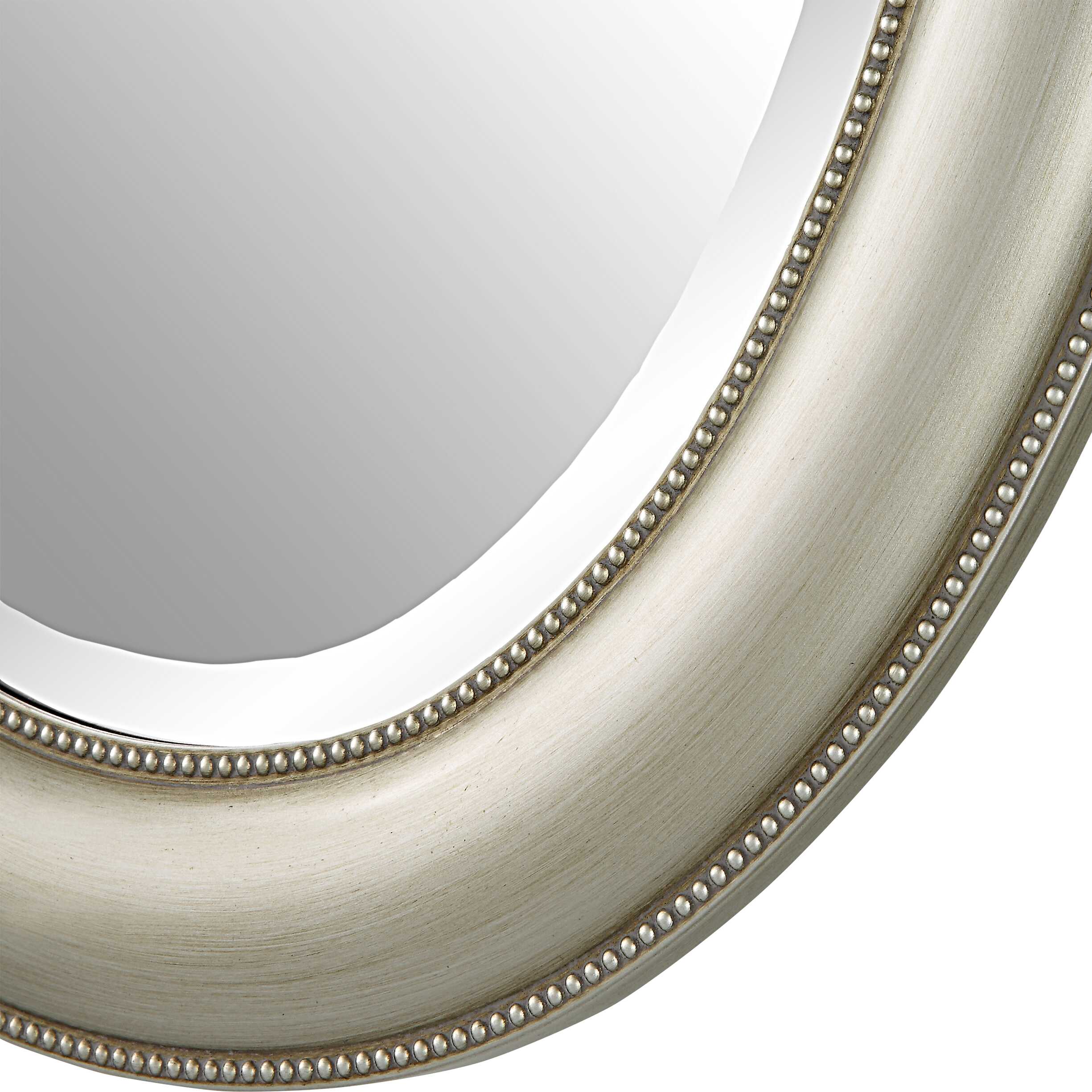 Milburn Beaded Metallic Silver Wall Mirror
