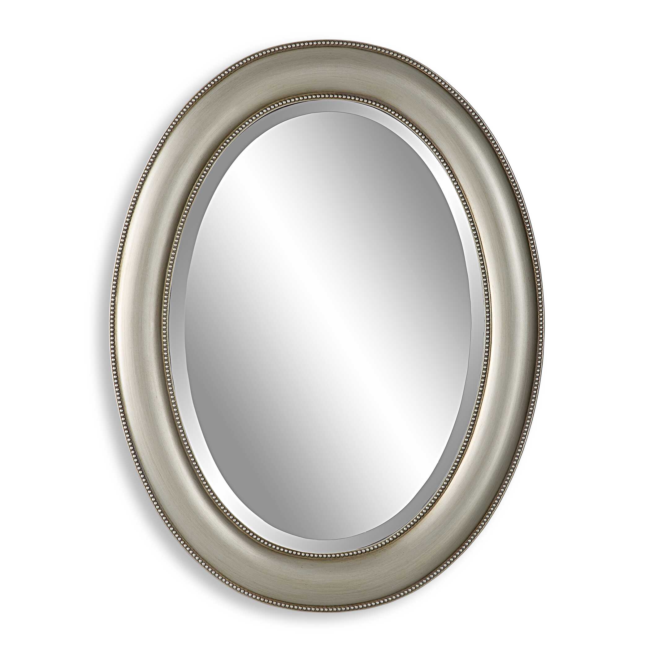 Milburn Beaded Metallic Silver Wall Mirror