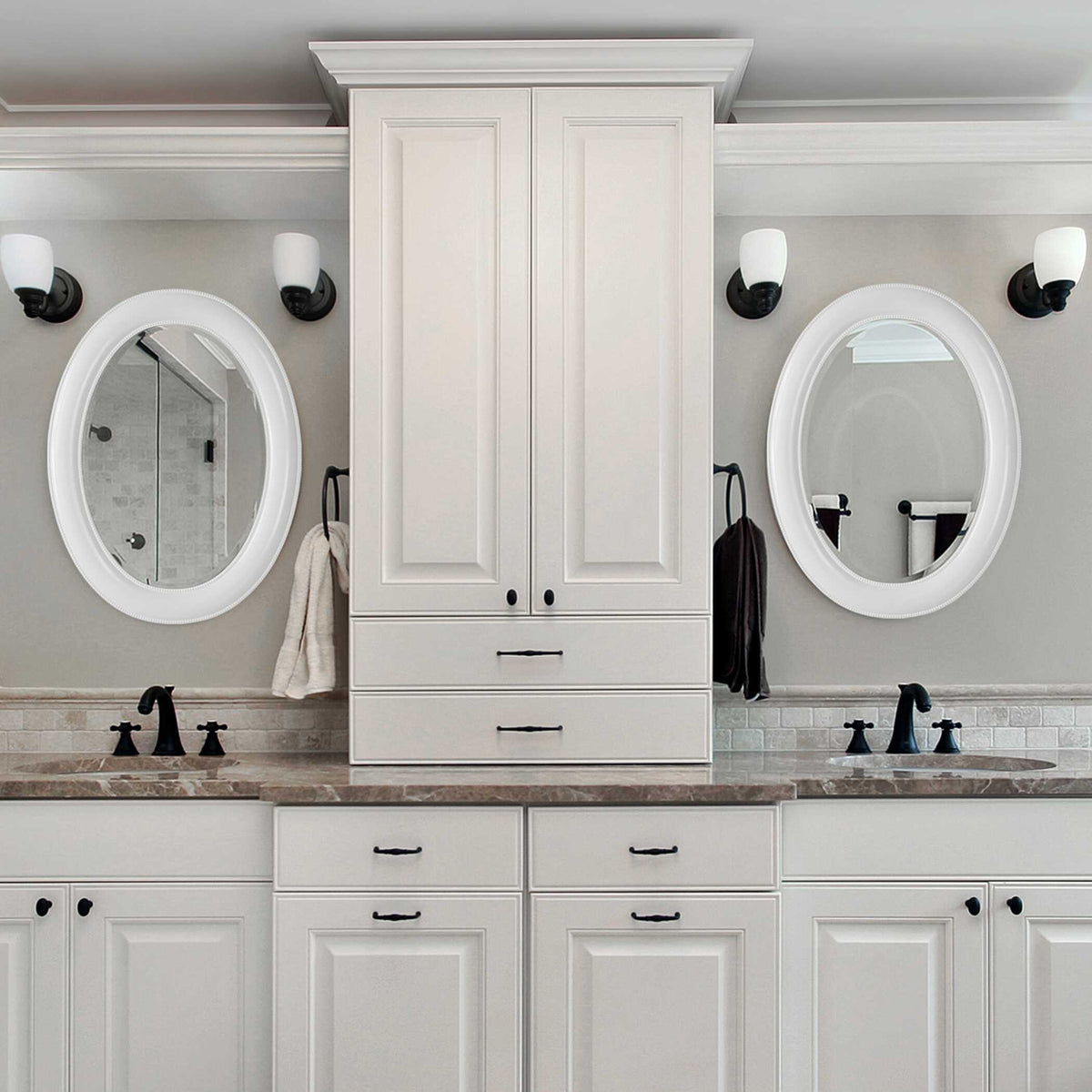 Norwood Beaded White Wall Mirror