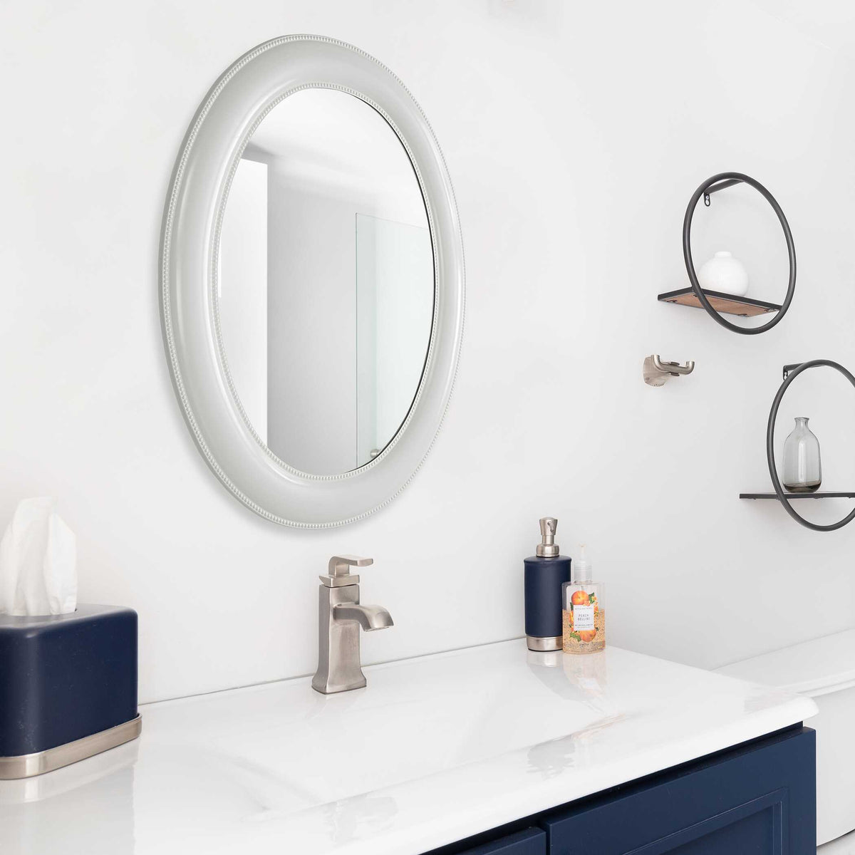Norwood Beaded White Wall Mirror