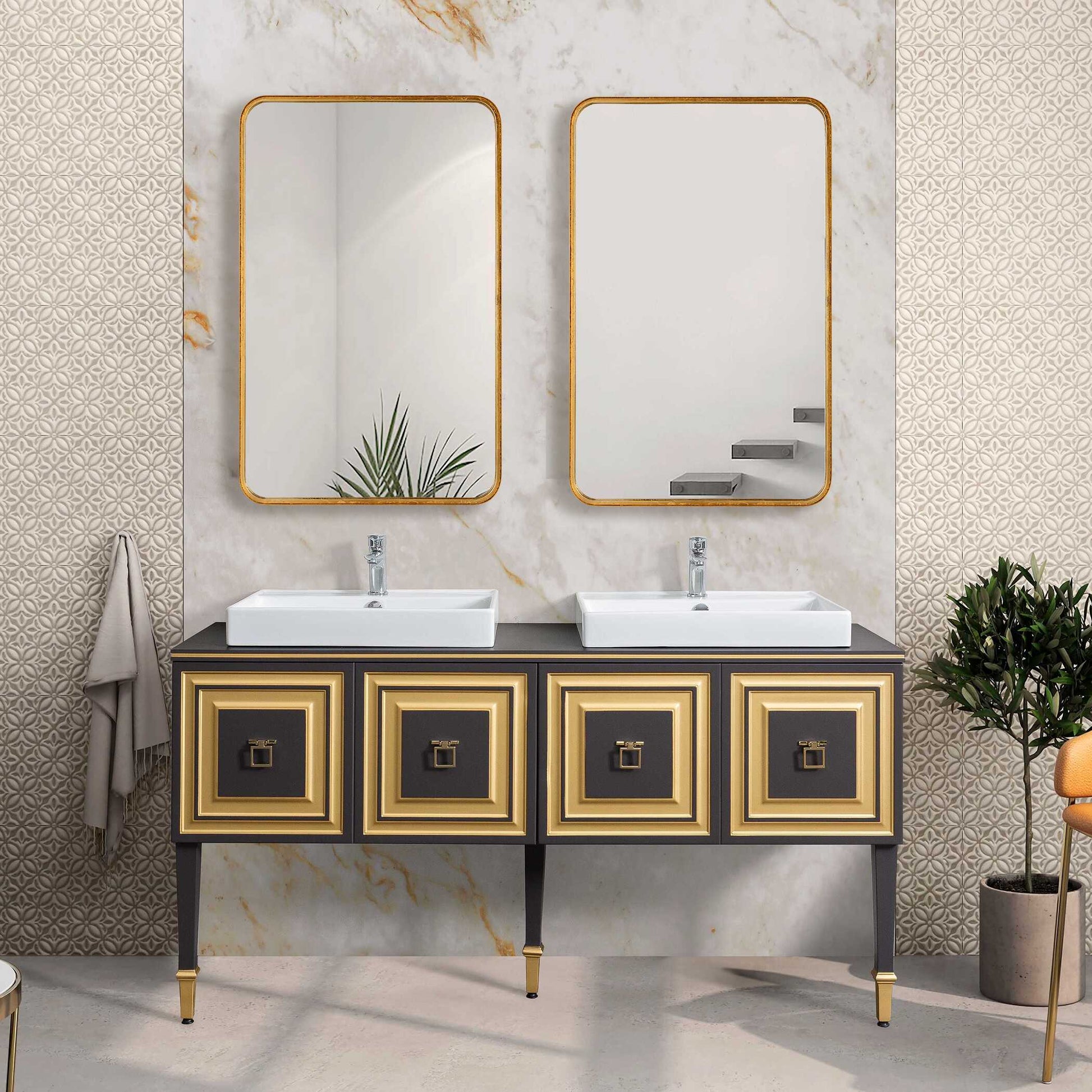 Renwick Round Gold Iron Wall Mirror