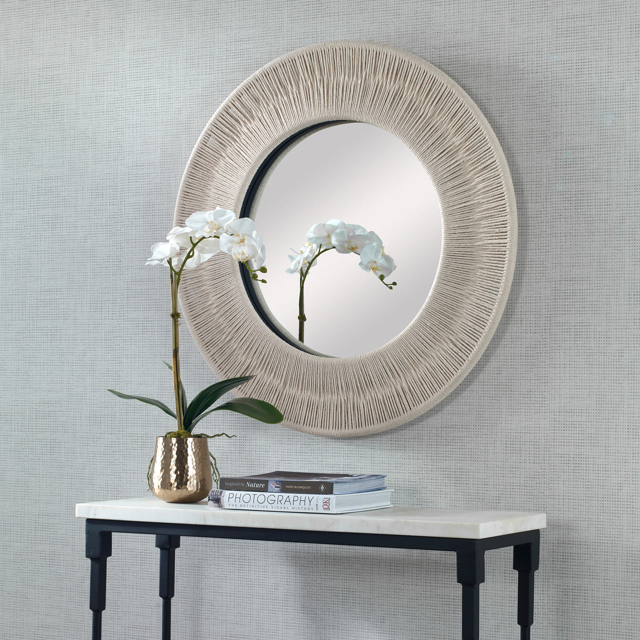 Uttermost Sailor's Knot White Small Round Mirror