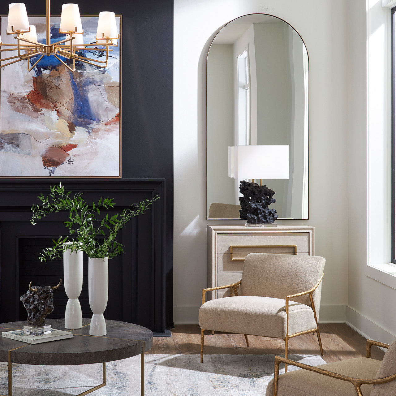 Uttermost Crosley Antique Brass Arch Mirror