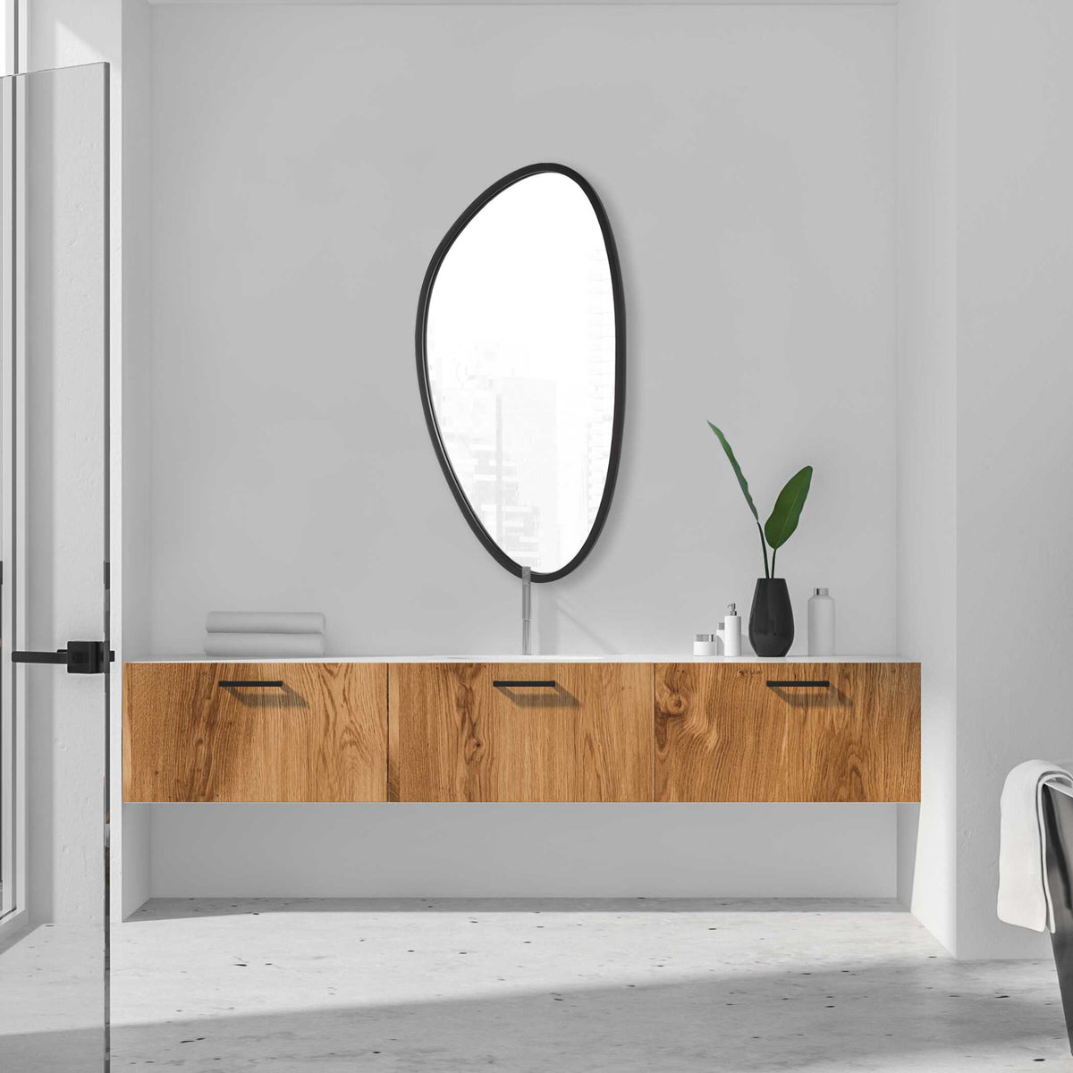 Sirocco Matte Black Wall Mirror