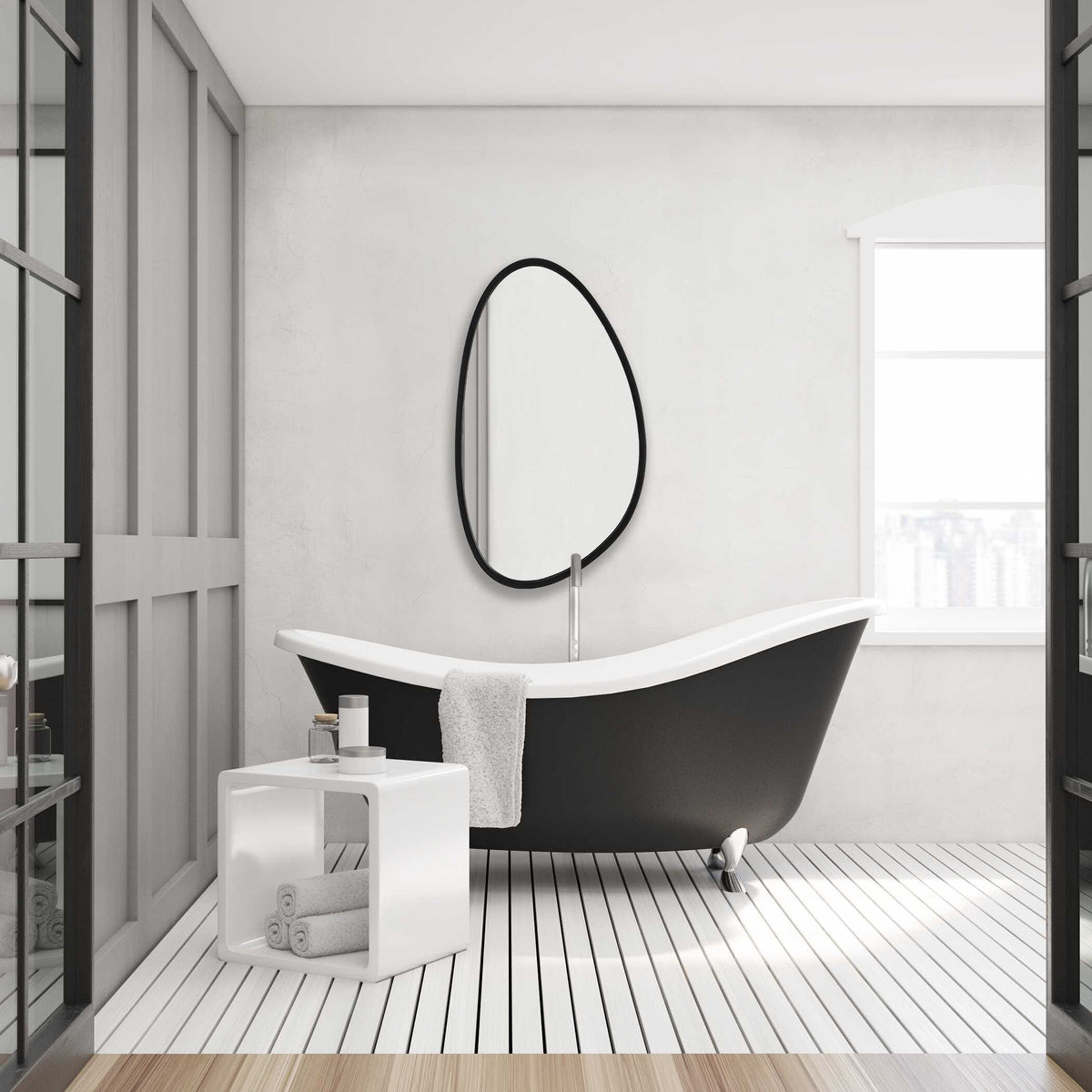 Sirocco Matte Black Wall Mirror
