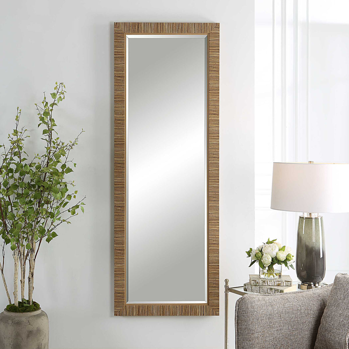 Thackery Round Natural Rattan Wall Mirror
