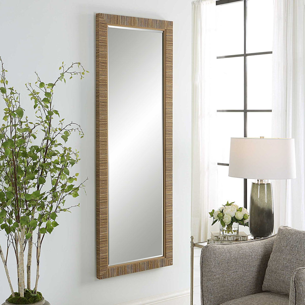Thackery Round Natural Rattan Wall Mirror