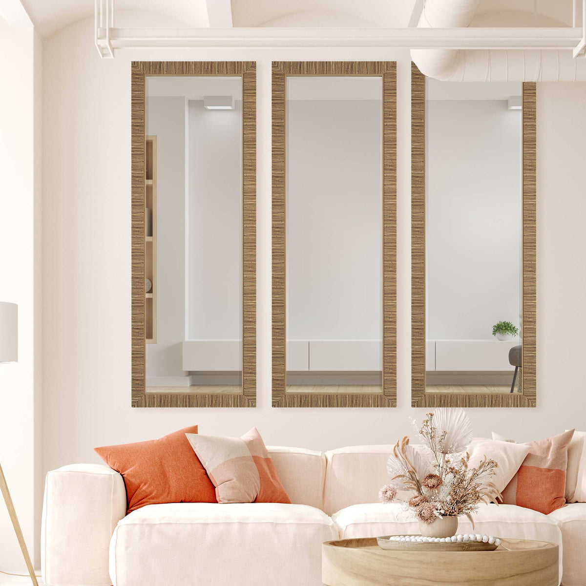 Thackery Round Natural Rattan Wall Mirror