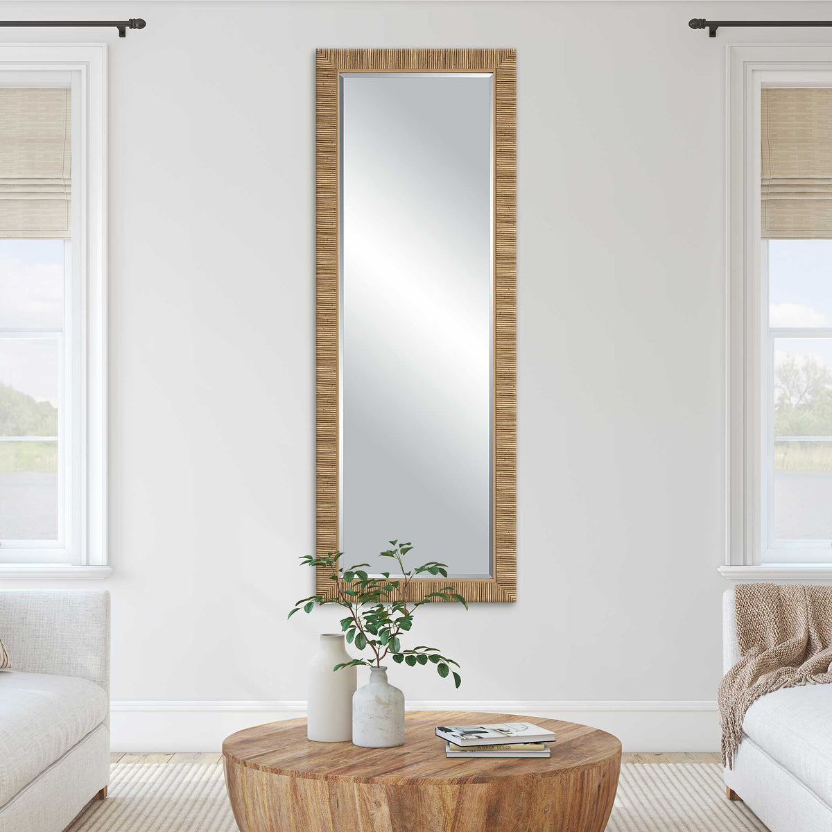 Thackery Round Natural Rattan Wall Mirror