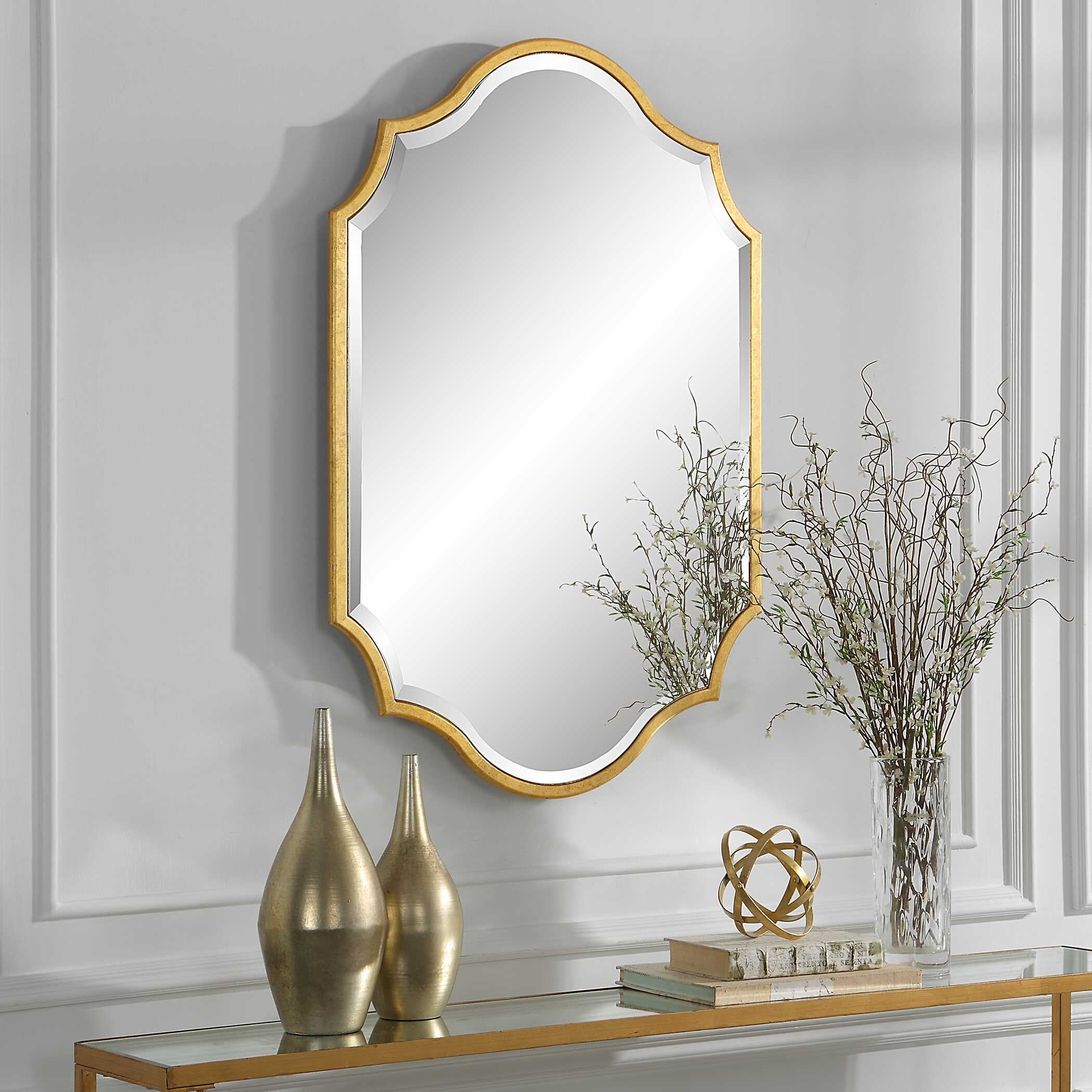 Thessaly Arched Gold Wall Mirror