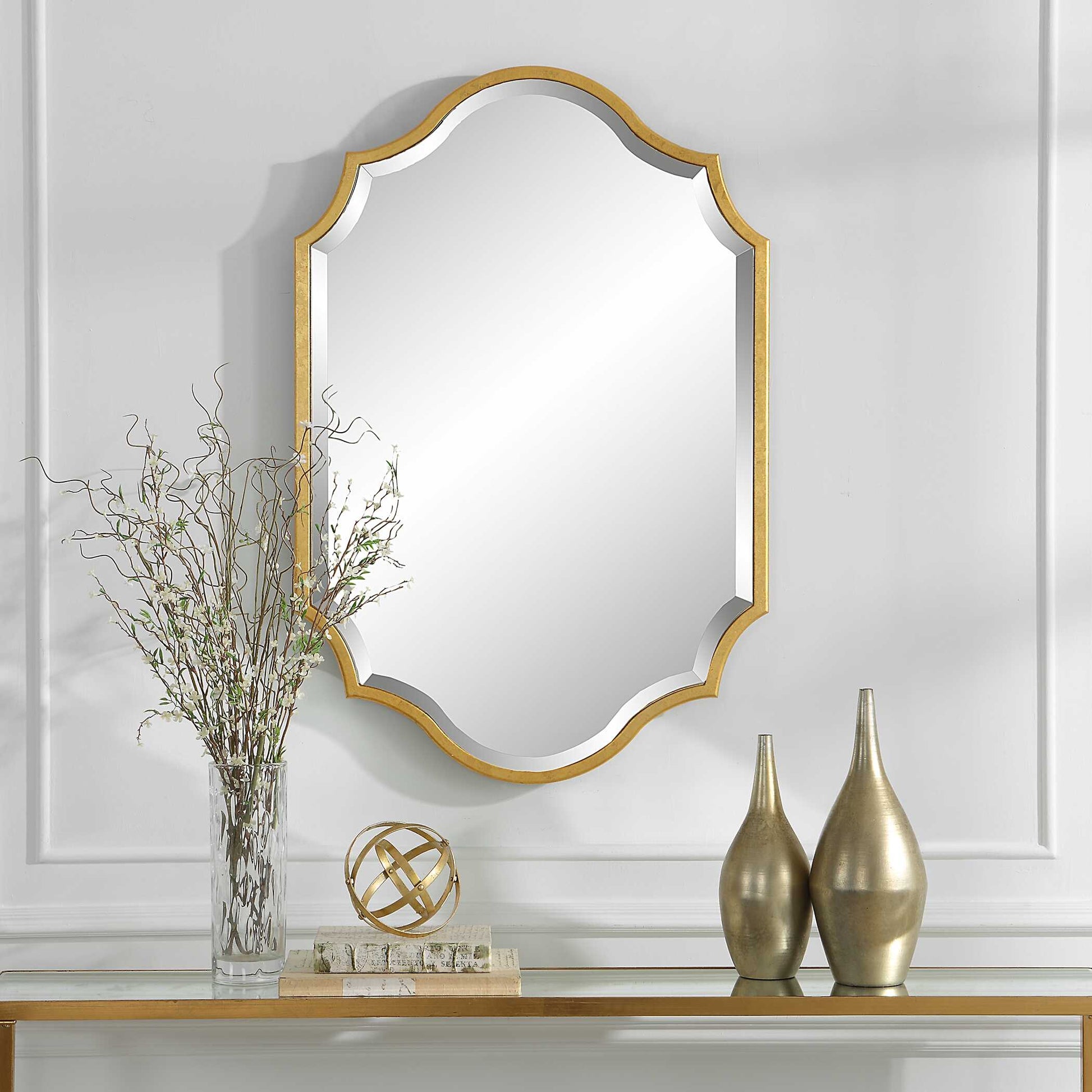 Thessaly Arched Gold Wall Mirror