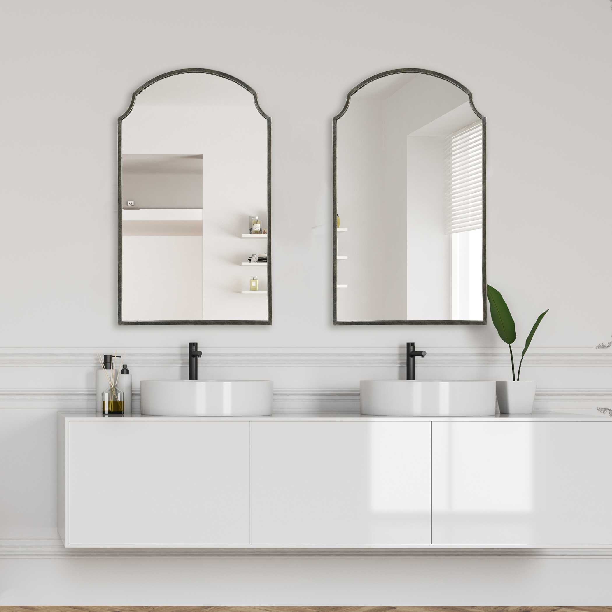 Uverna Arched Gold Iron Wall Mirror
