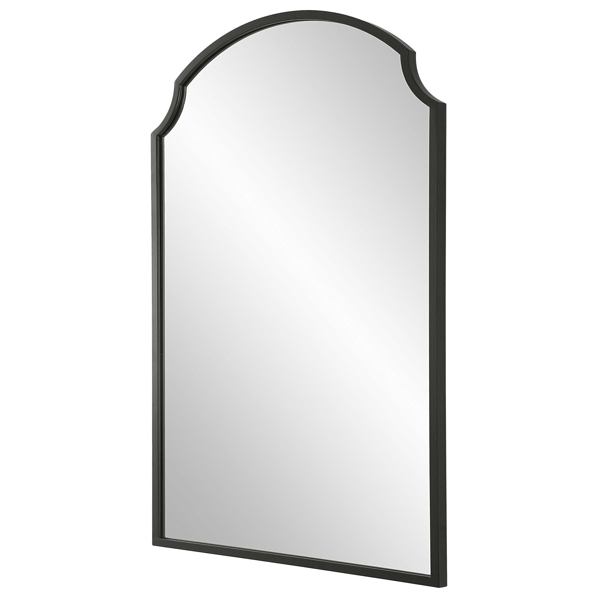 Valdenza Arched Satin Black Wall Mirror