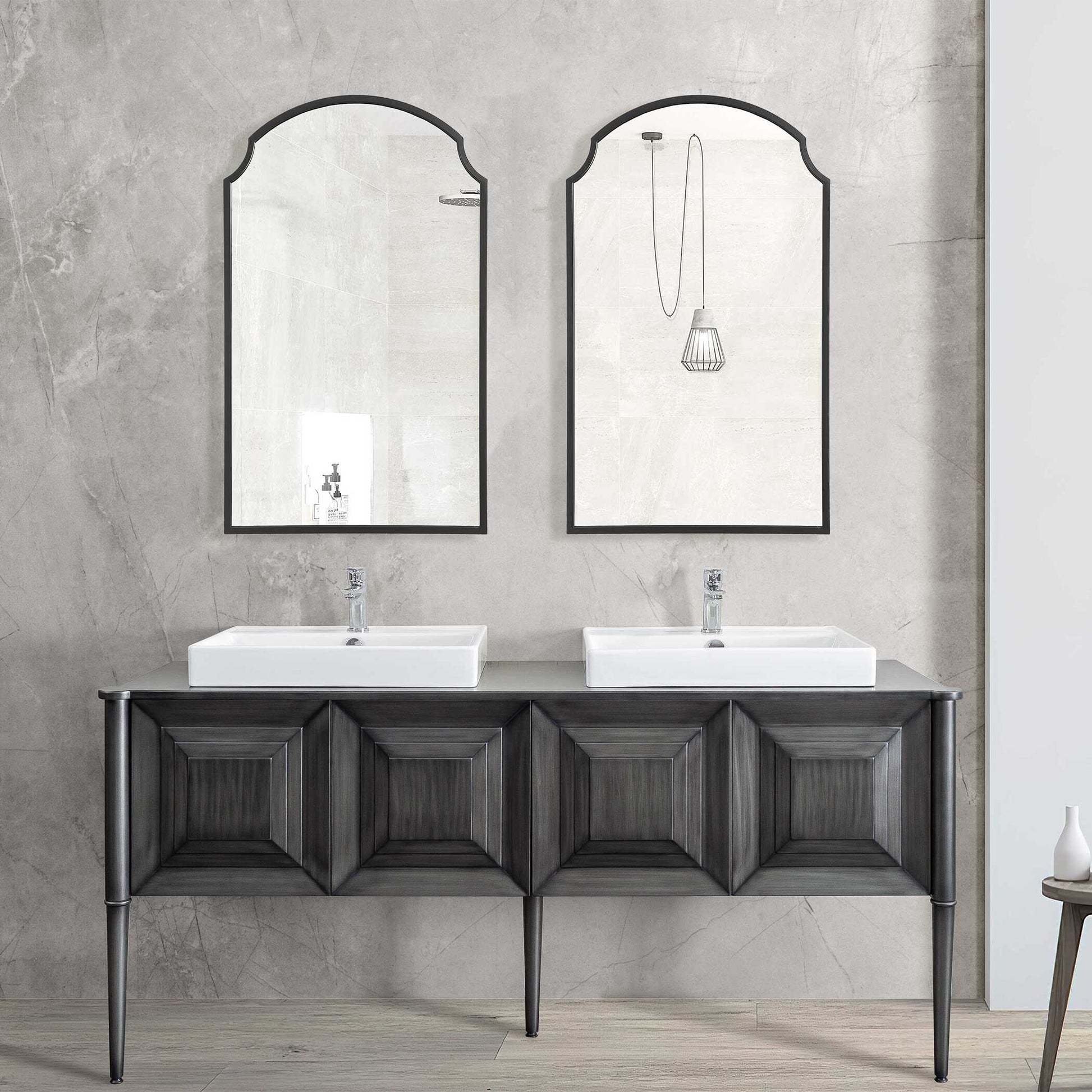 Valdenza Arched Satin Black Wall Mirror
