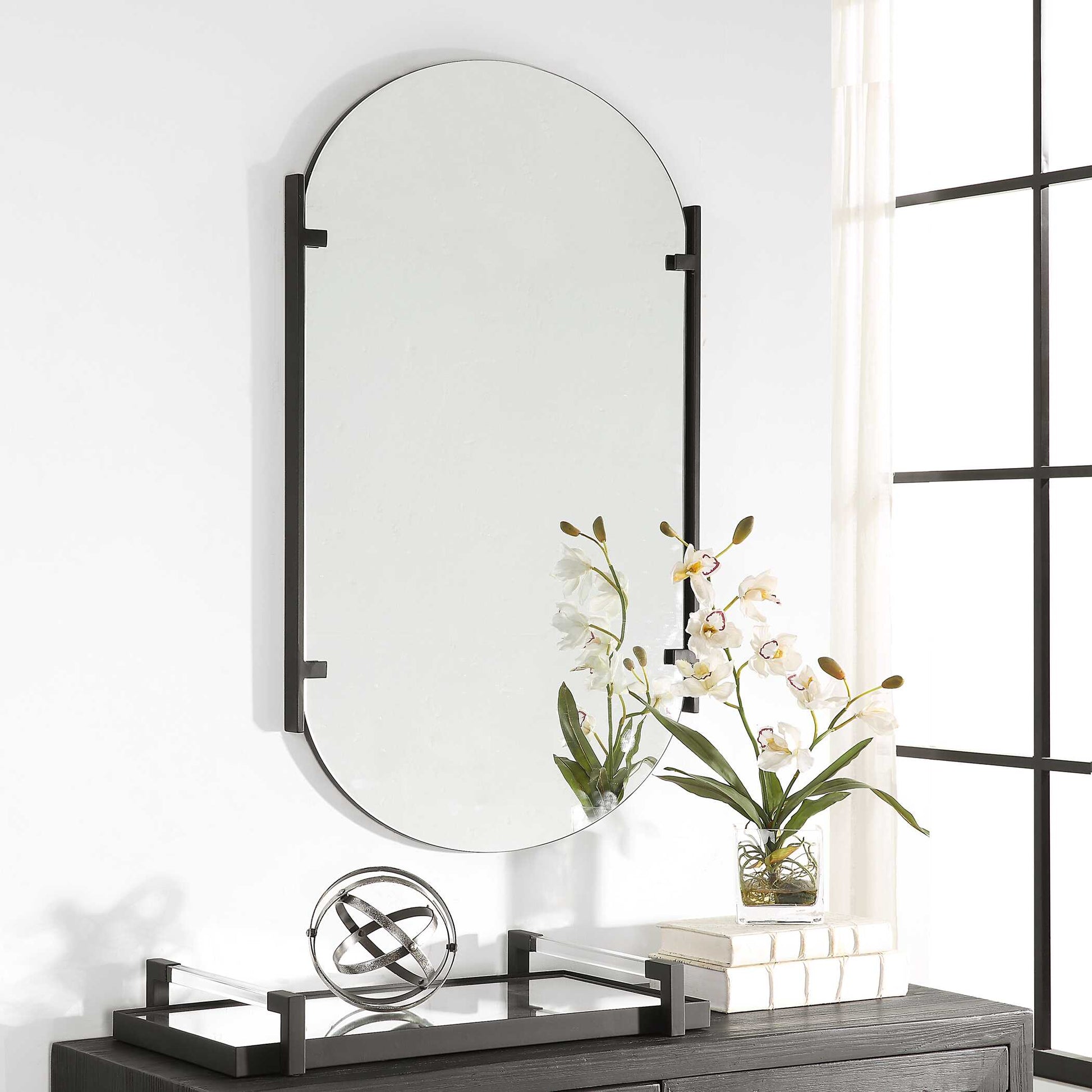 Wrenfield Satin Black Wall Mirror