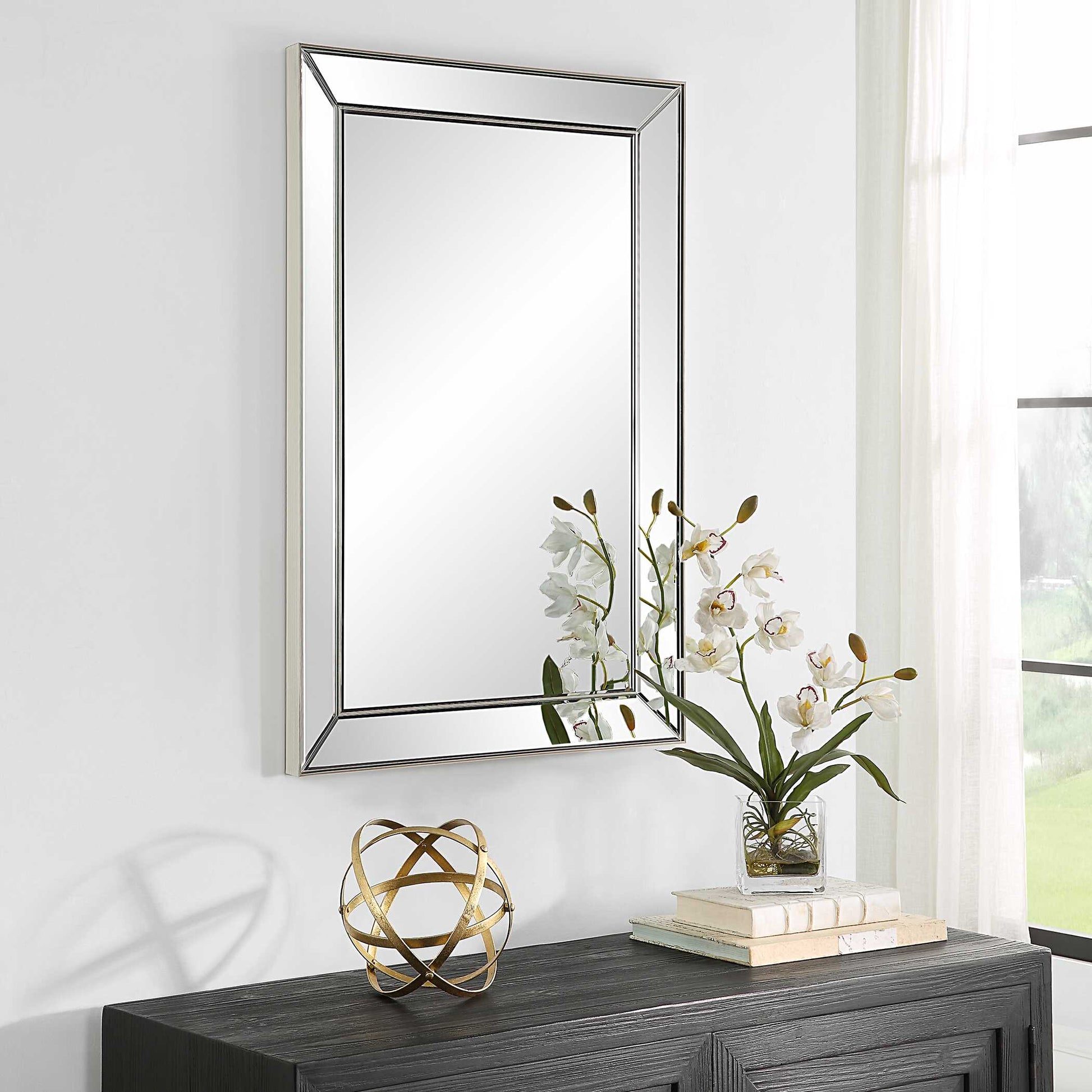 Zerlina Rectangular Nickel Wall Mirror