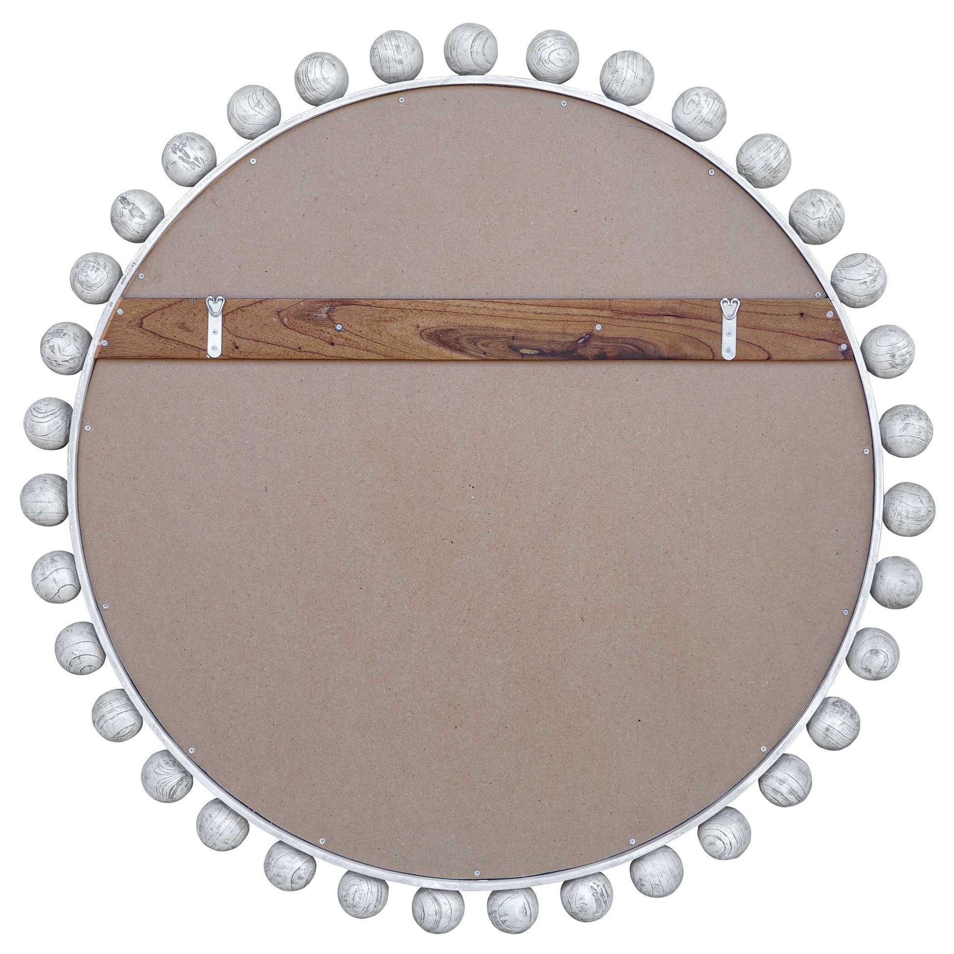 Uttermost Cyra Wood Round Mirror, Aged Ivory