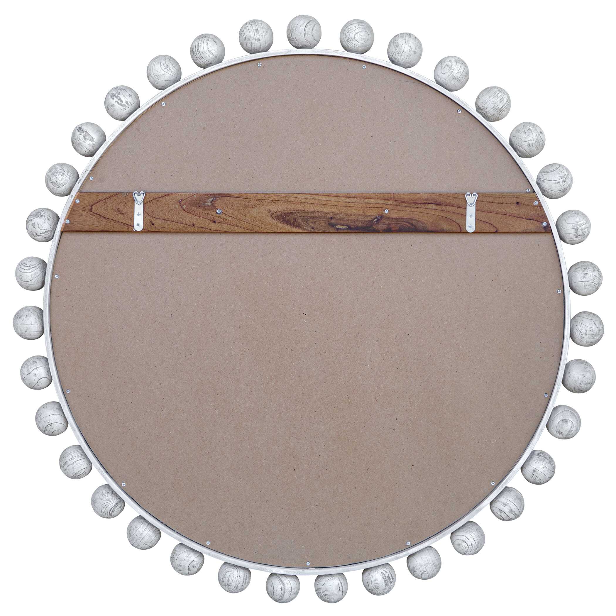 Uttermost Cyra Wood Round Mirror, Aged Ivory