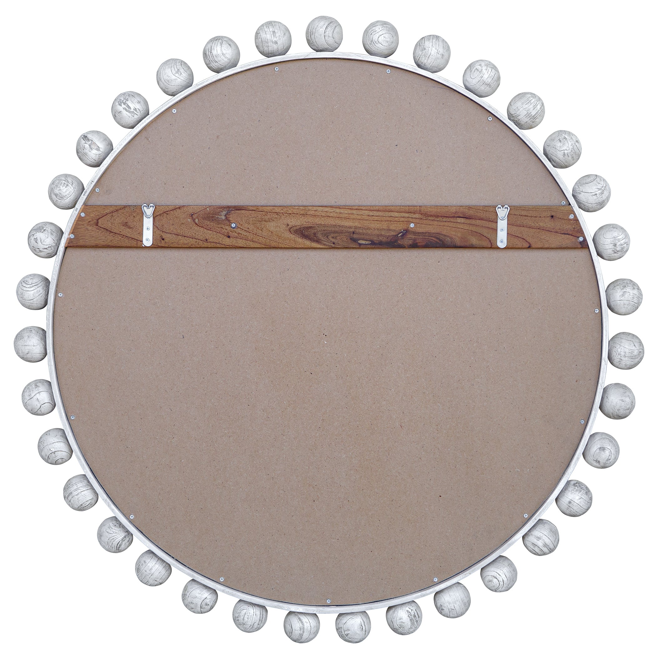 Uttermost Cyra Wood Round Mirror, Aged Ivory